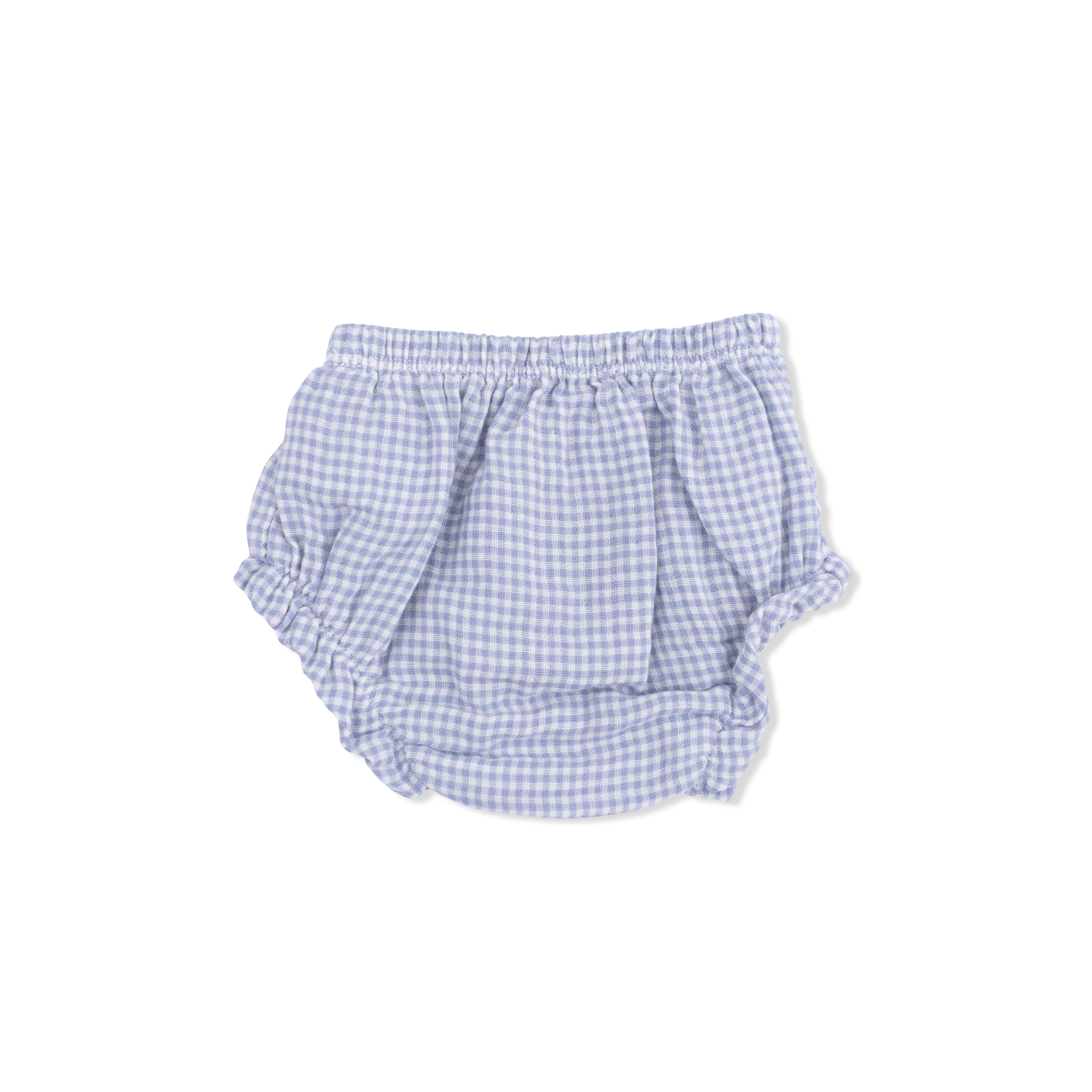 Micro Gingham Blue Blizzard - Top With Bows And Ruffle Leg Bloomer