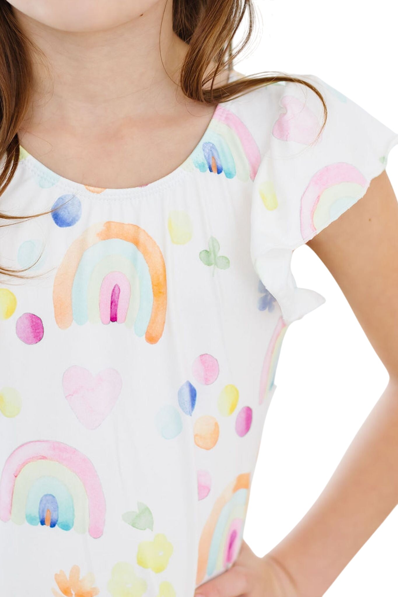 Watercolor Rainbows S/s Flutter Sleeve Leotard