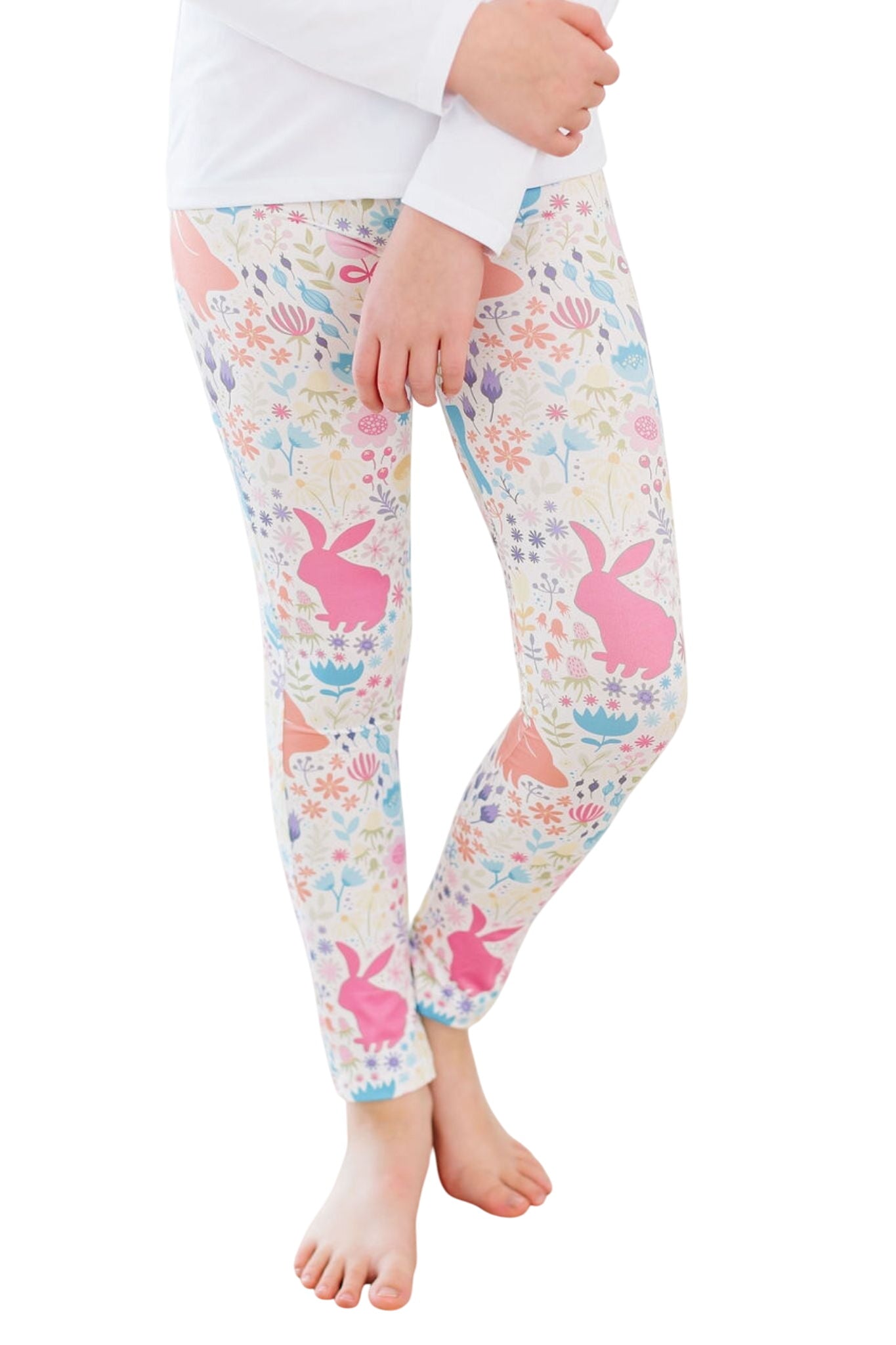 Pastel Floral Bunnies Leggings