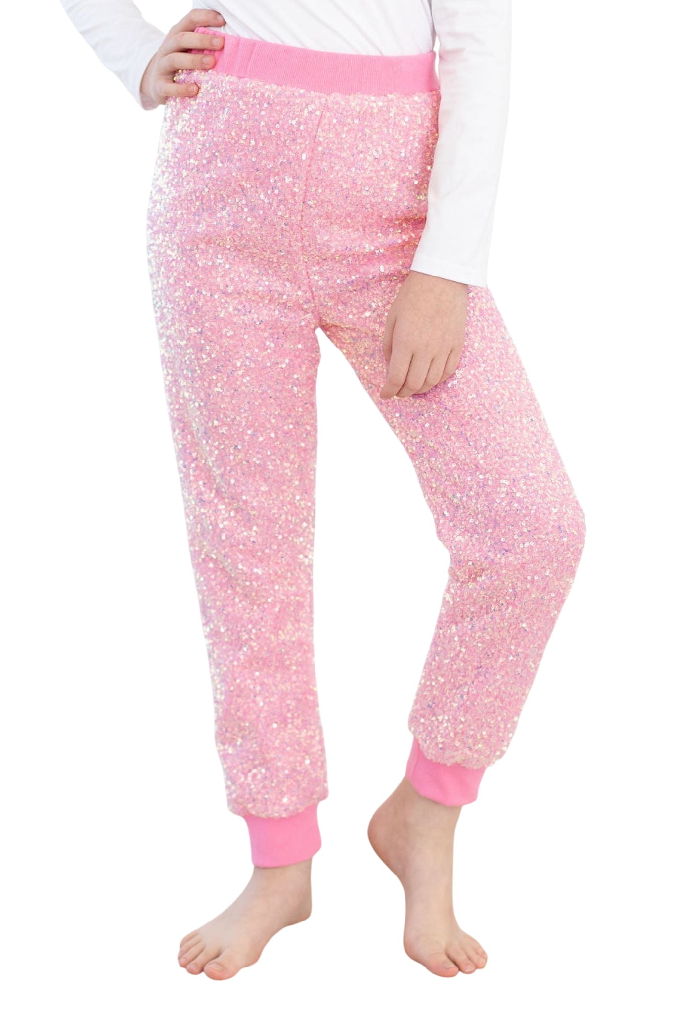 Bubblegum Pink Sequin Joggers