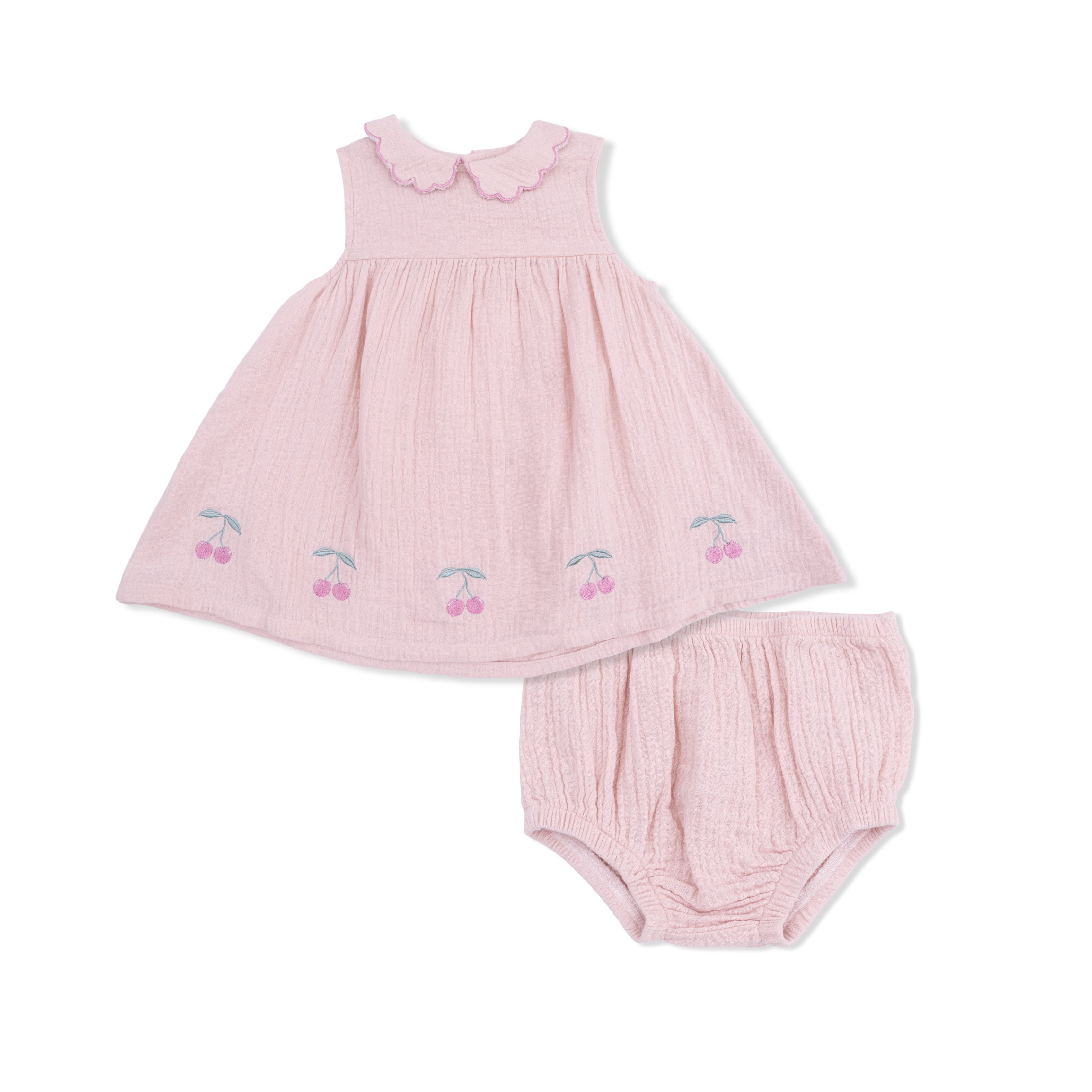 Solid Muslin Lotus - Petal Collar Dress Set