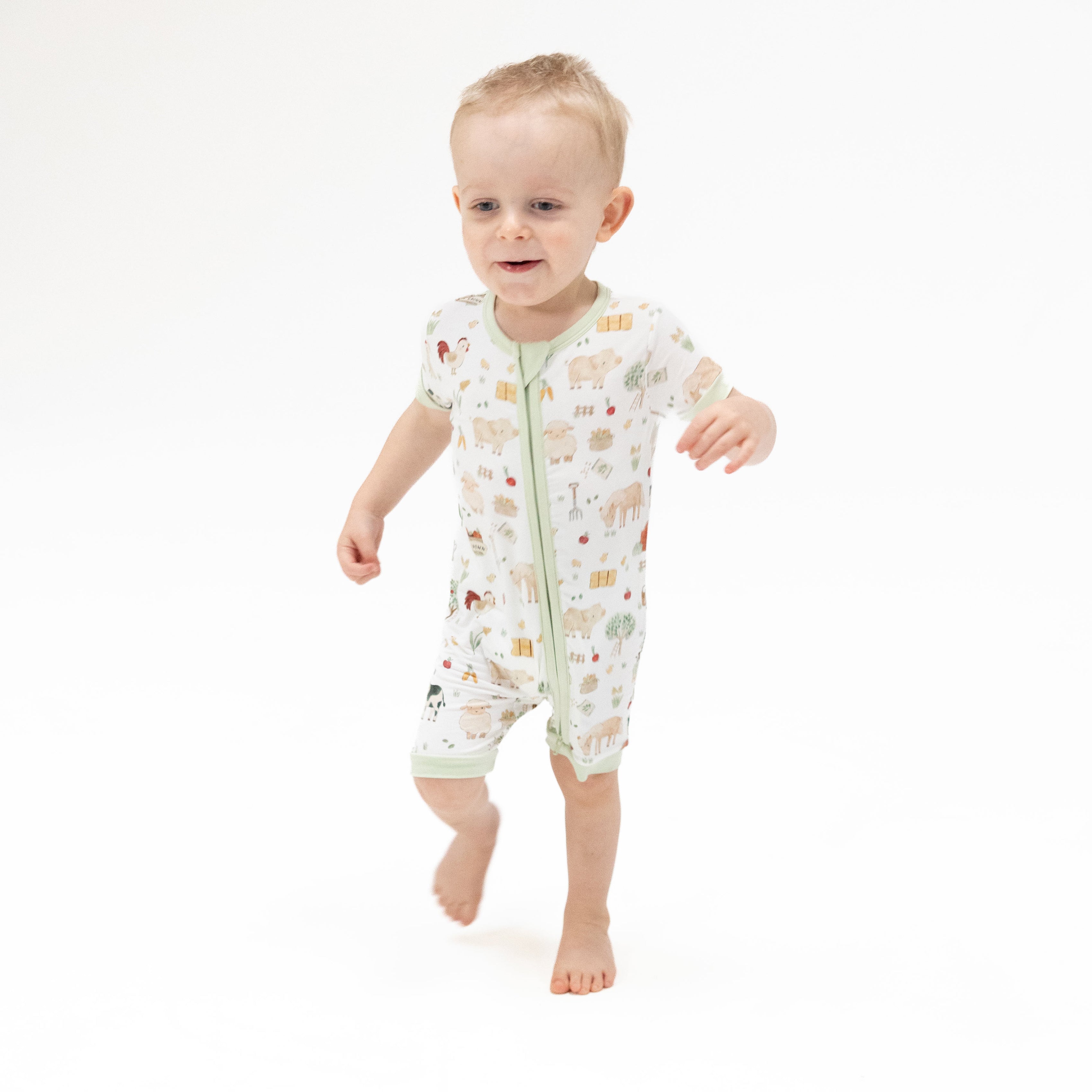 Cute Farm Animals Uni - Shortie 2 Way Zipper Romper