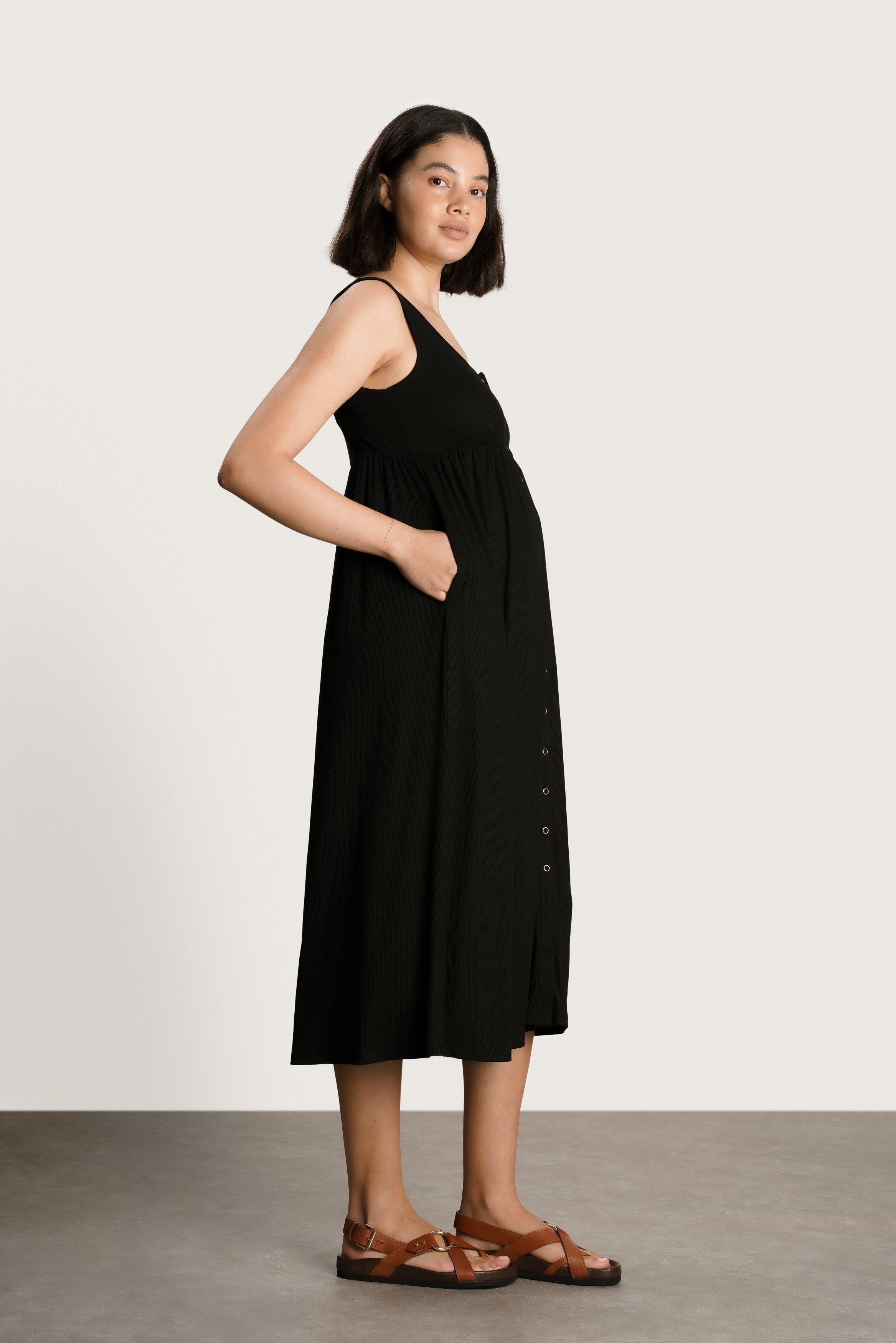 Ribbed Modal Henley Dress