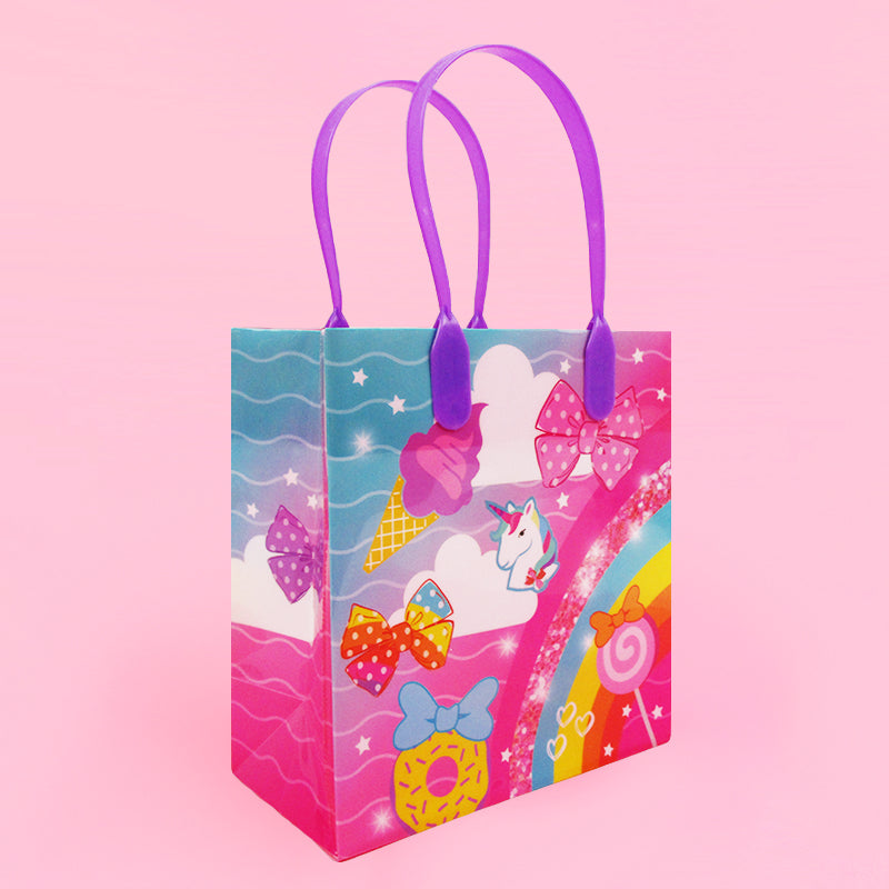 Rainbow Unicorn Bows Emoji Party Favor Bags Treat Bags - Set Of 6 Or 12