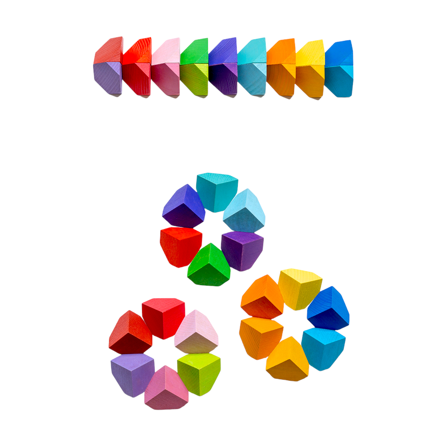 18 Pcs Wooden Cornerstone Building Blocks Set In Primary Rainbow Colors