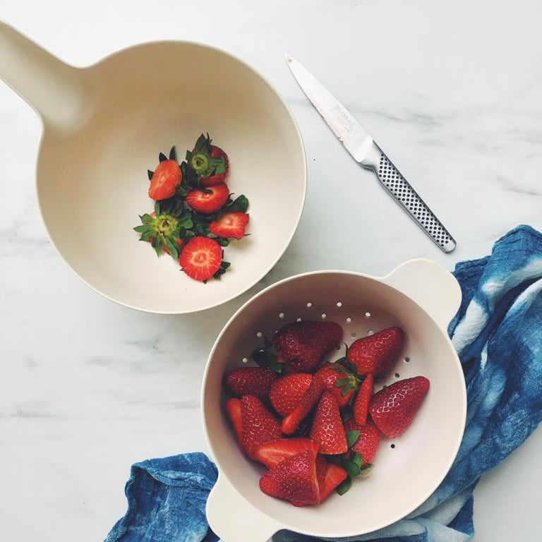 Small Mixing Bowl And Colander Set - Off White