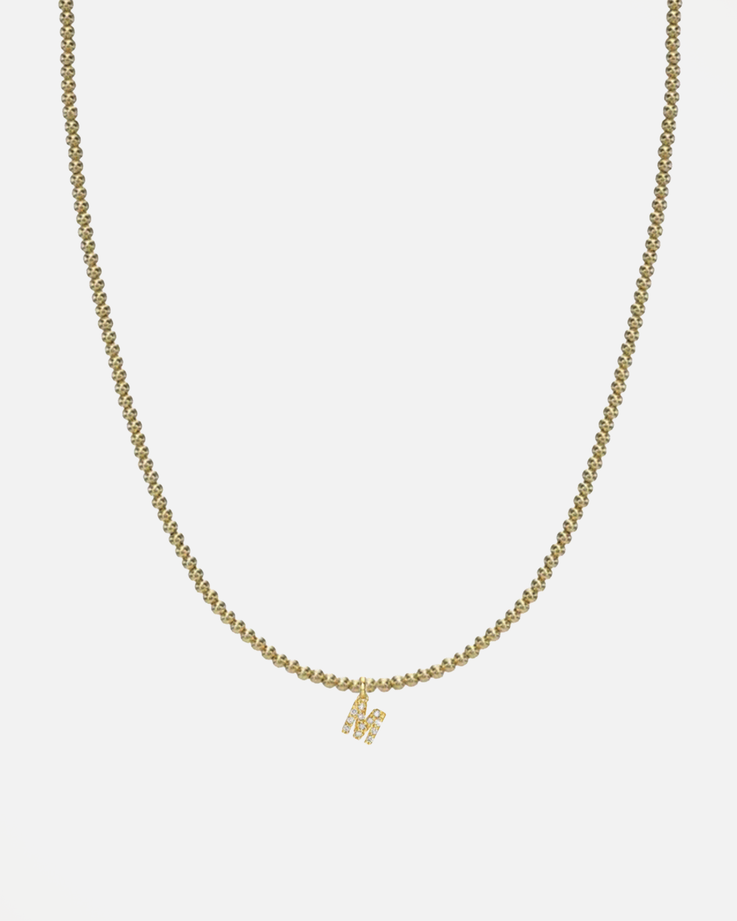 14k Gold Mini Diamond Initial Bead Necklace