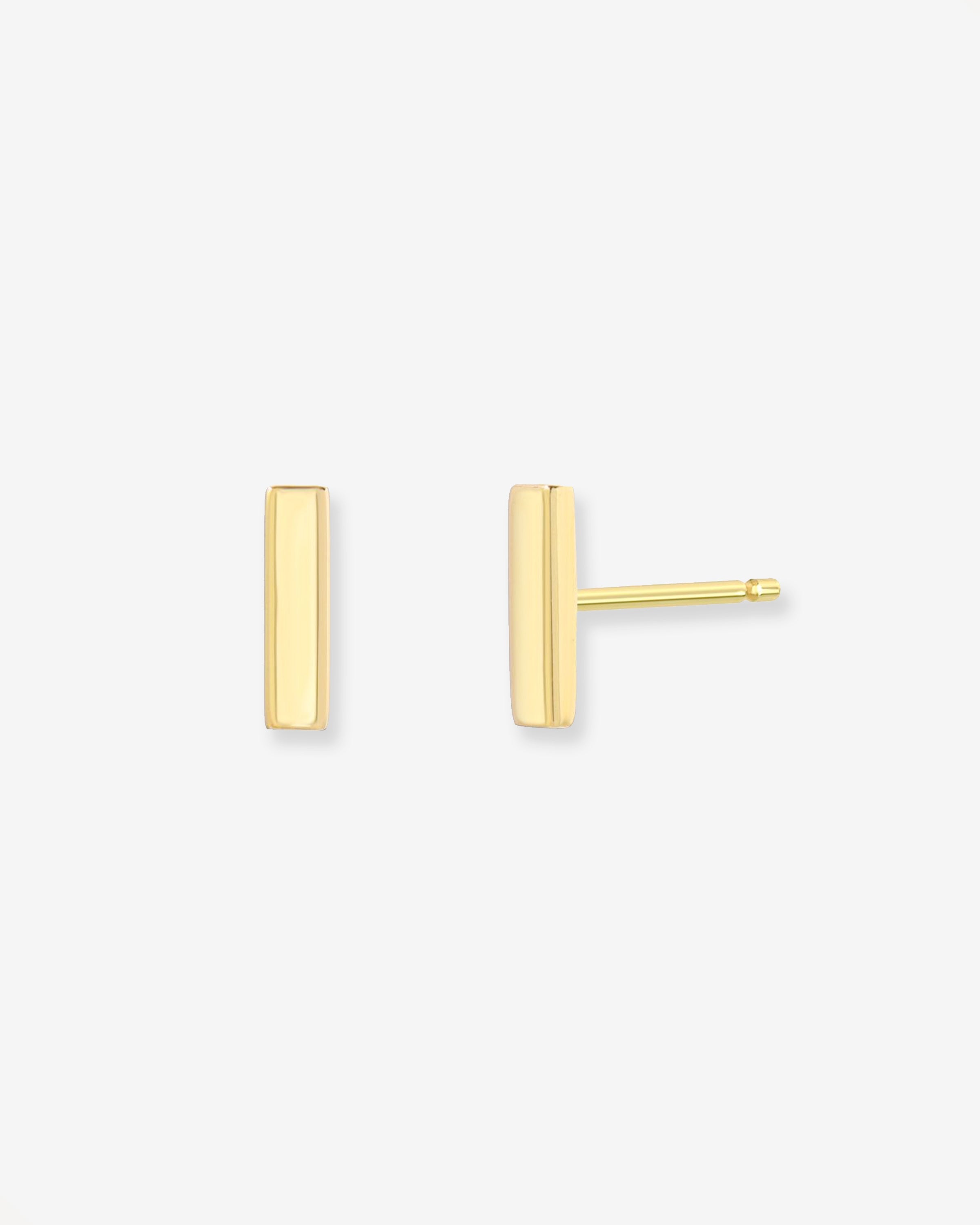 14k Gold Bar Stud Earrings