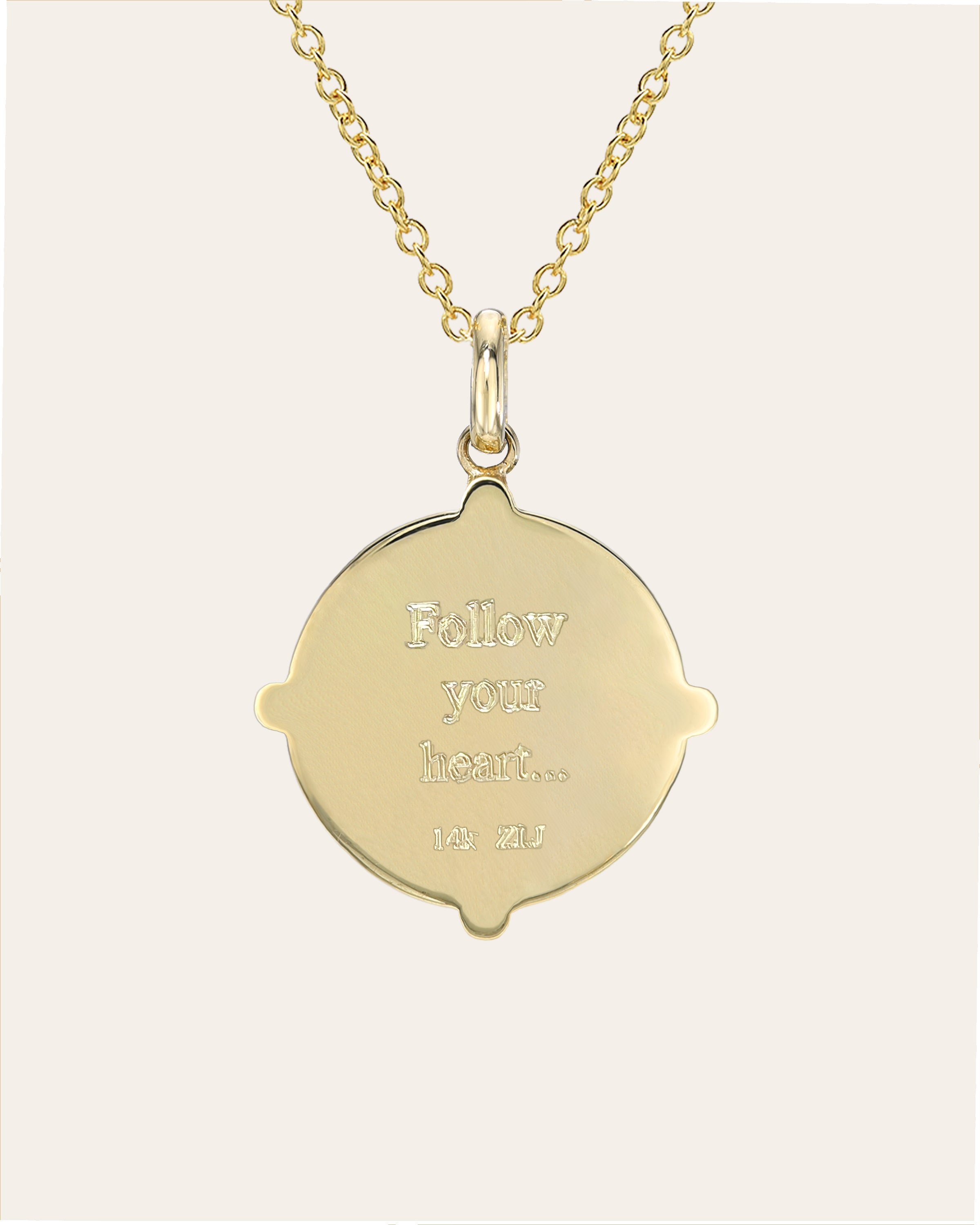 14k Gold Diamond Compass Medallion Necklace