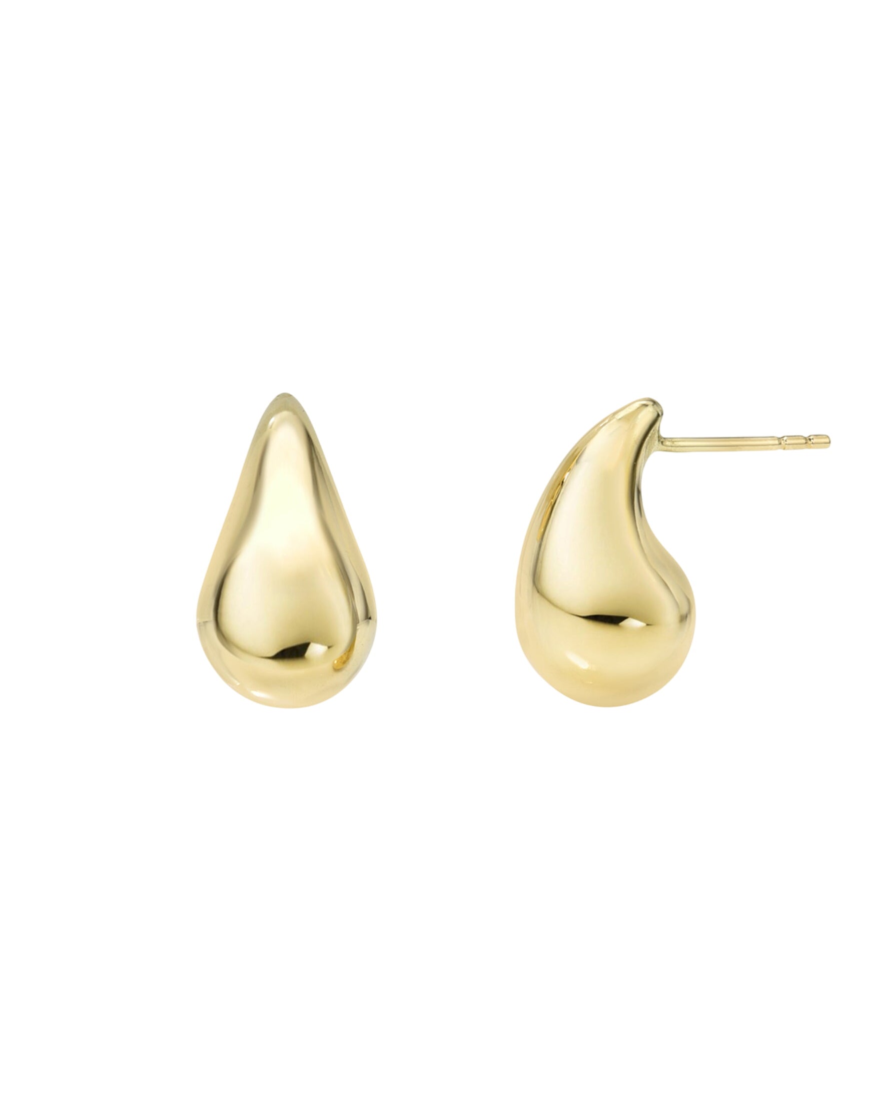 14k Gold Medium Teardrop Stud Earrings