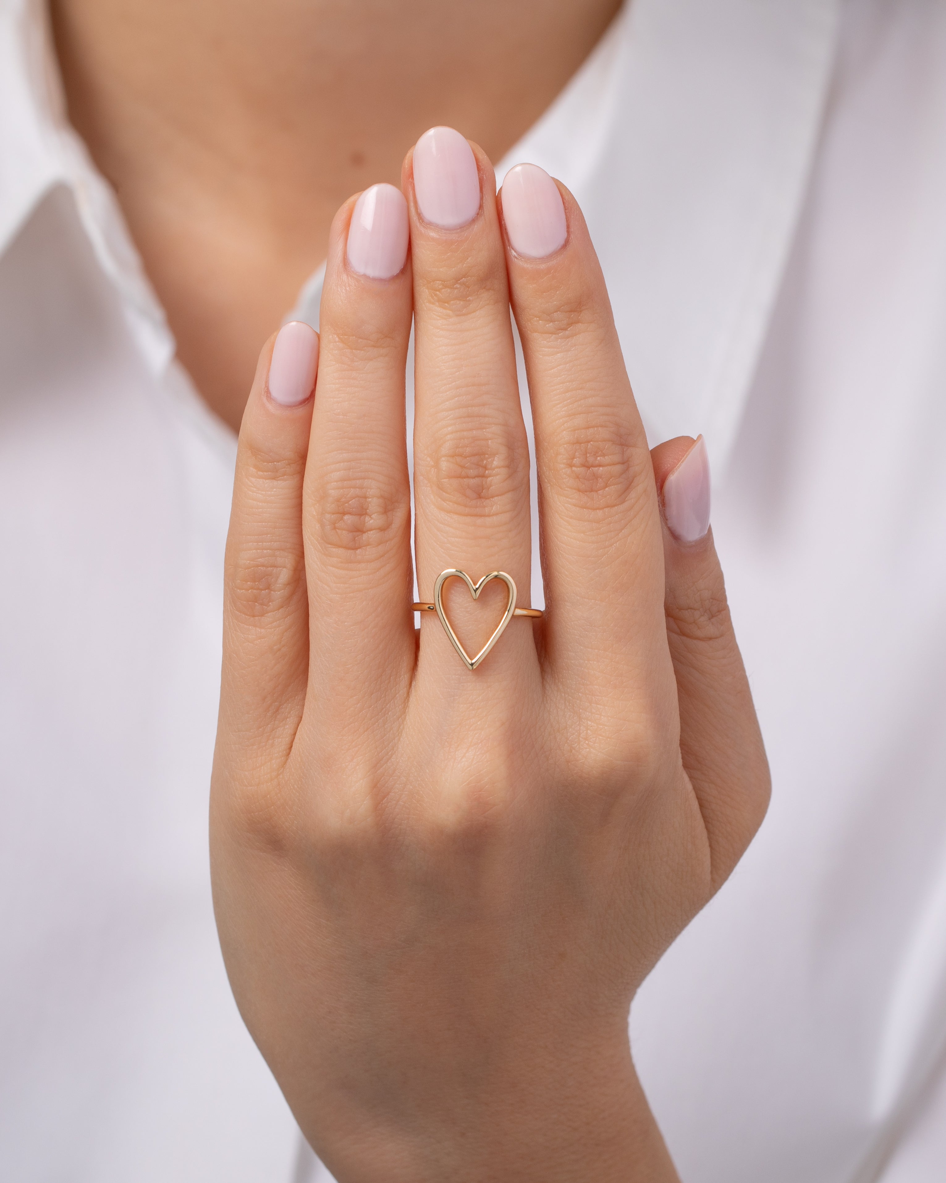 14k Gold Open Heart Ring