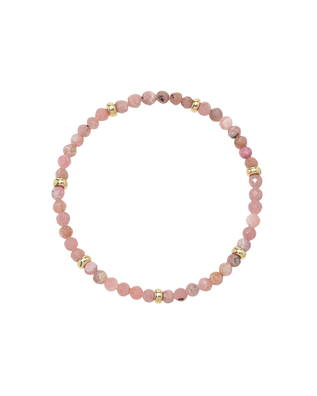 14k Gold Pink Rhodochrosite Segment Bead Bracelet