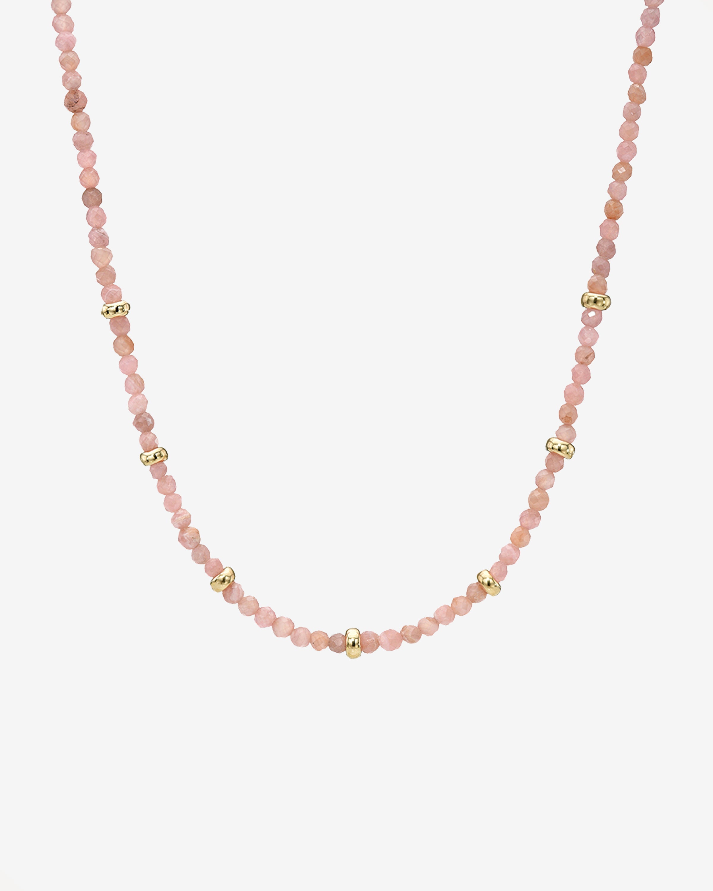 14k Gold Pink Rhodochrosite Segment Bead Necklace