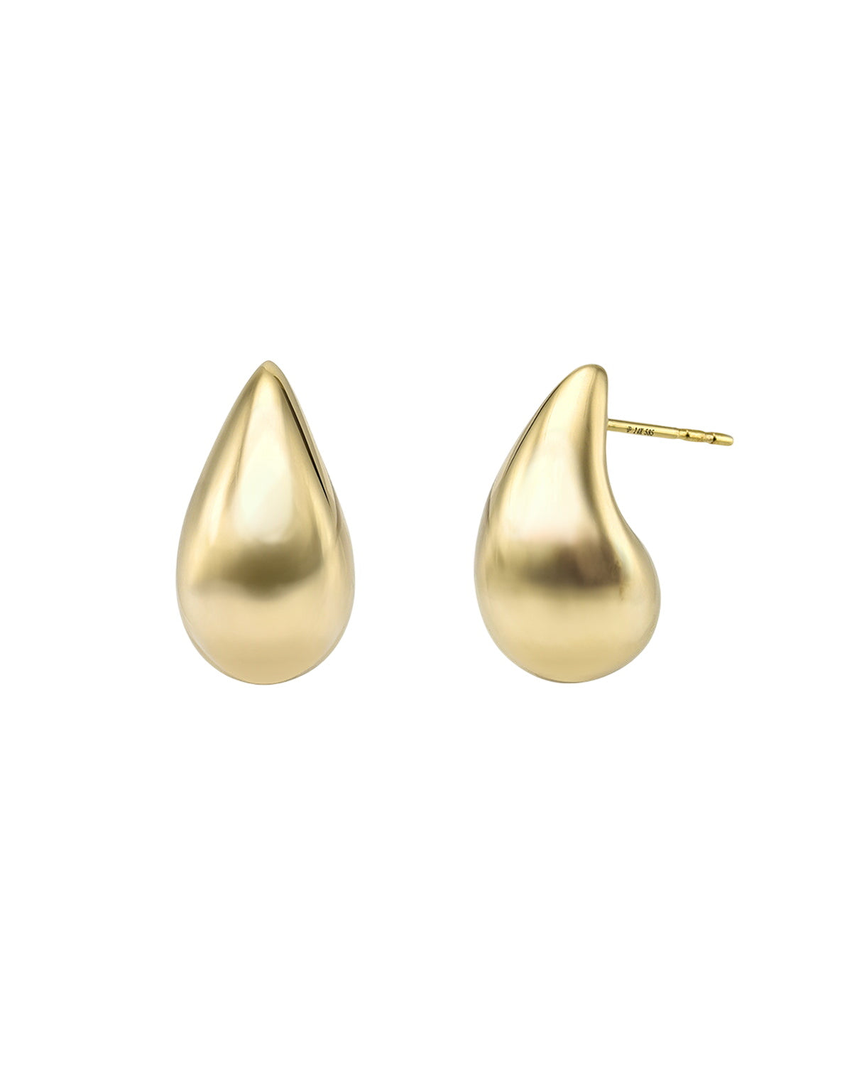 14k Gold Large Teardrop Stud Earrings