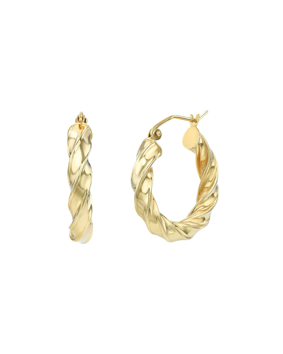 14k Gold Twisted Edge Hoops