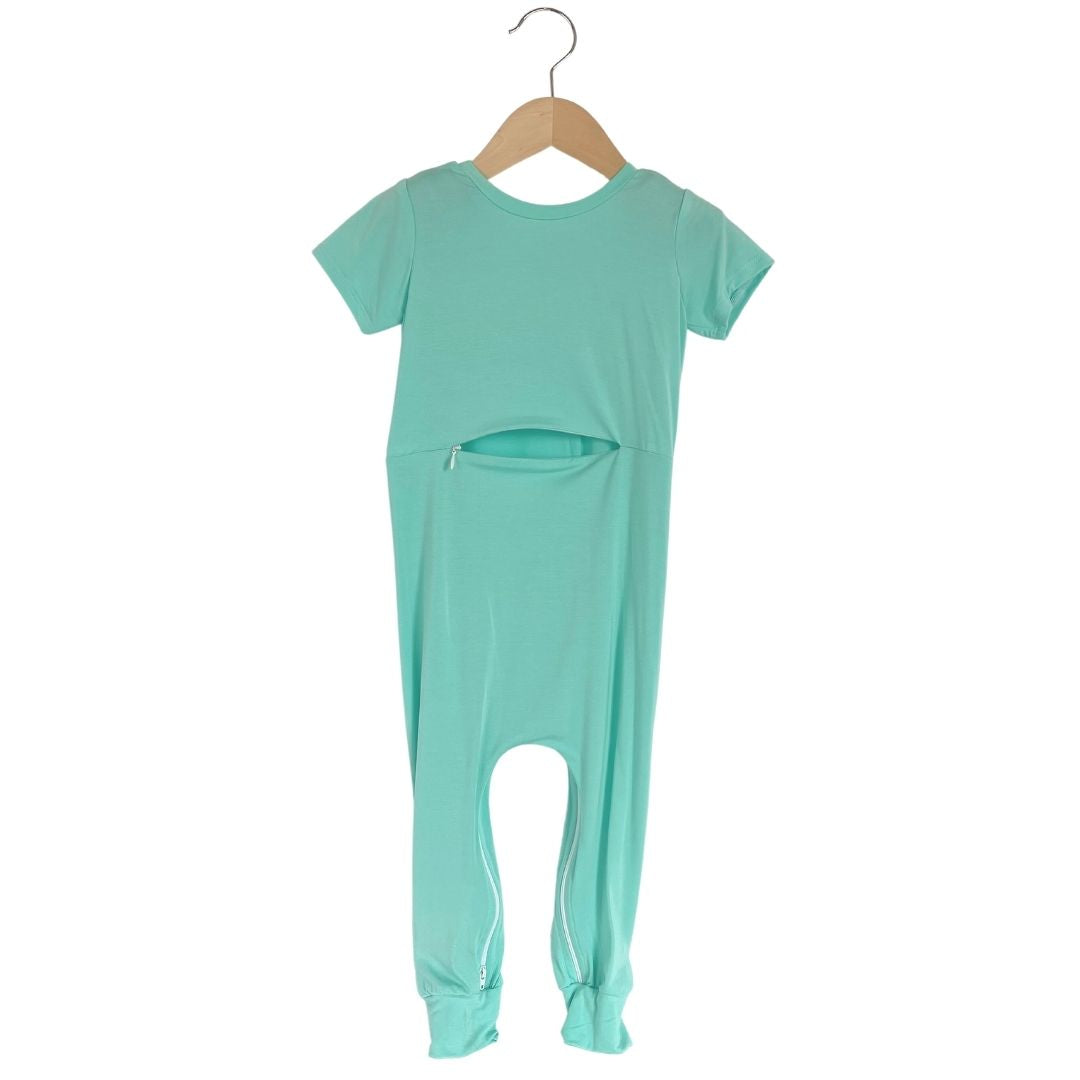 Mint Bamboo Lyocell Romper With G-tube Access