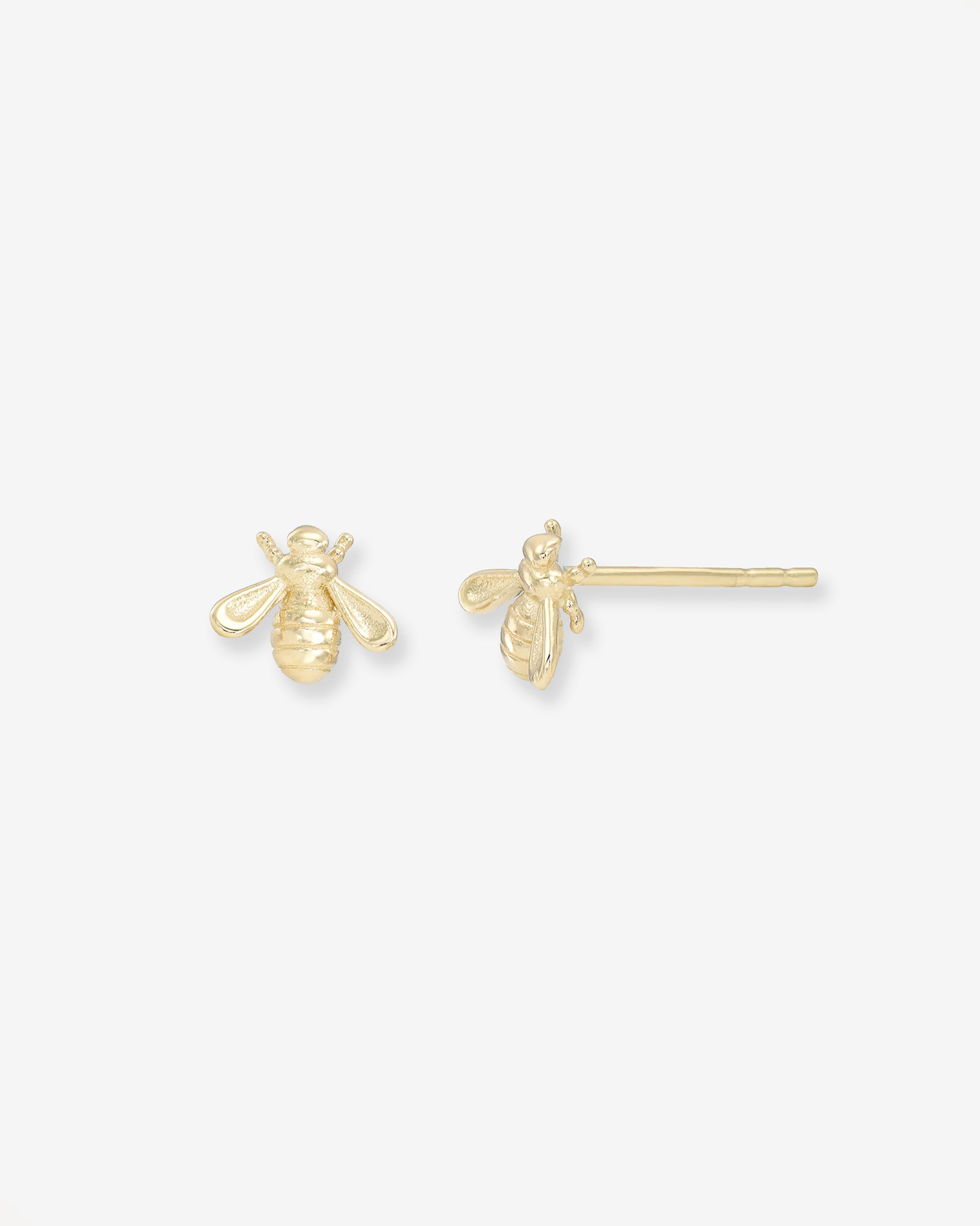 14k Gold Bee Stud Earrings