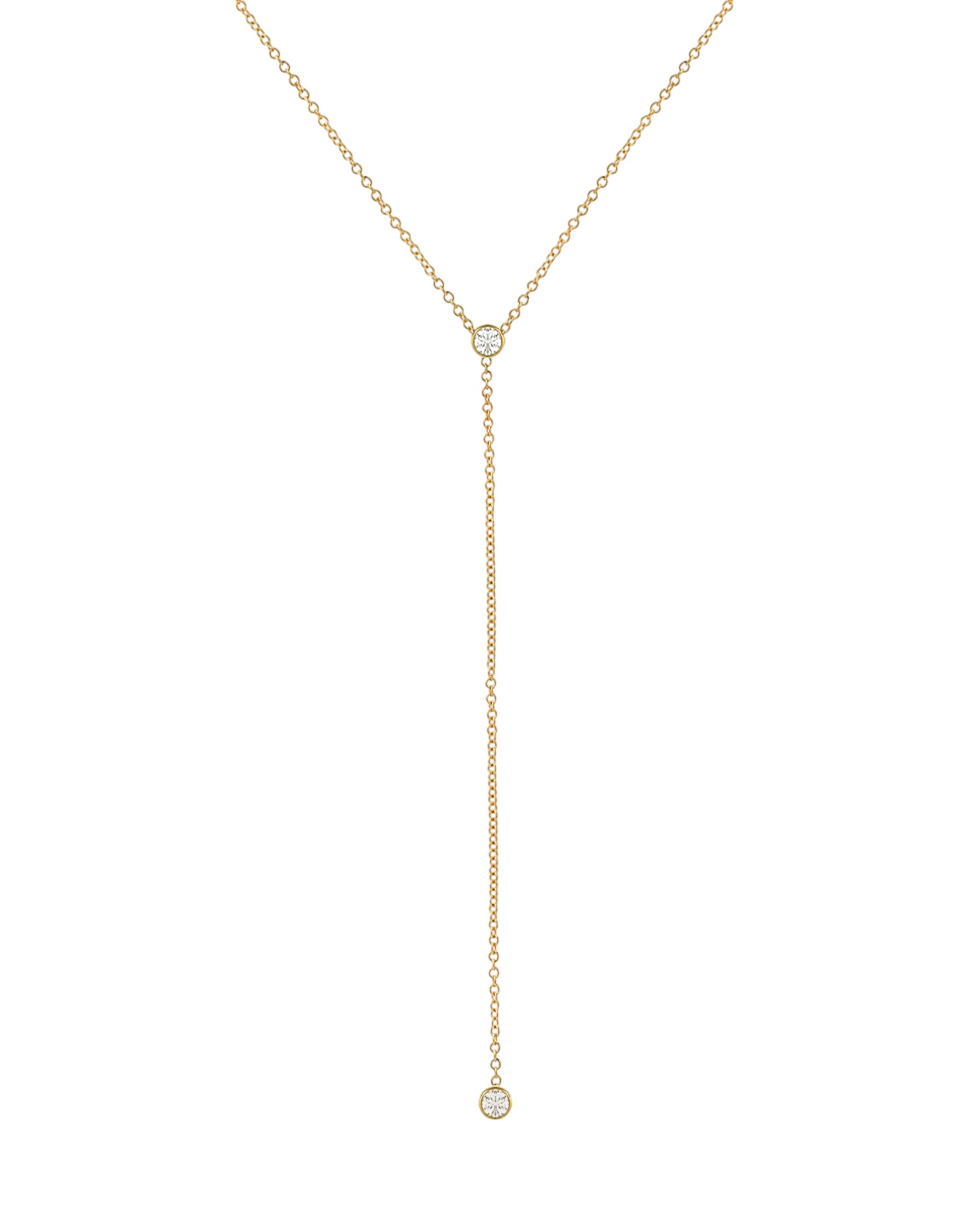 14k Gold Bezel Diamond Lariat Necklace