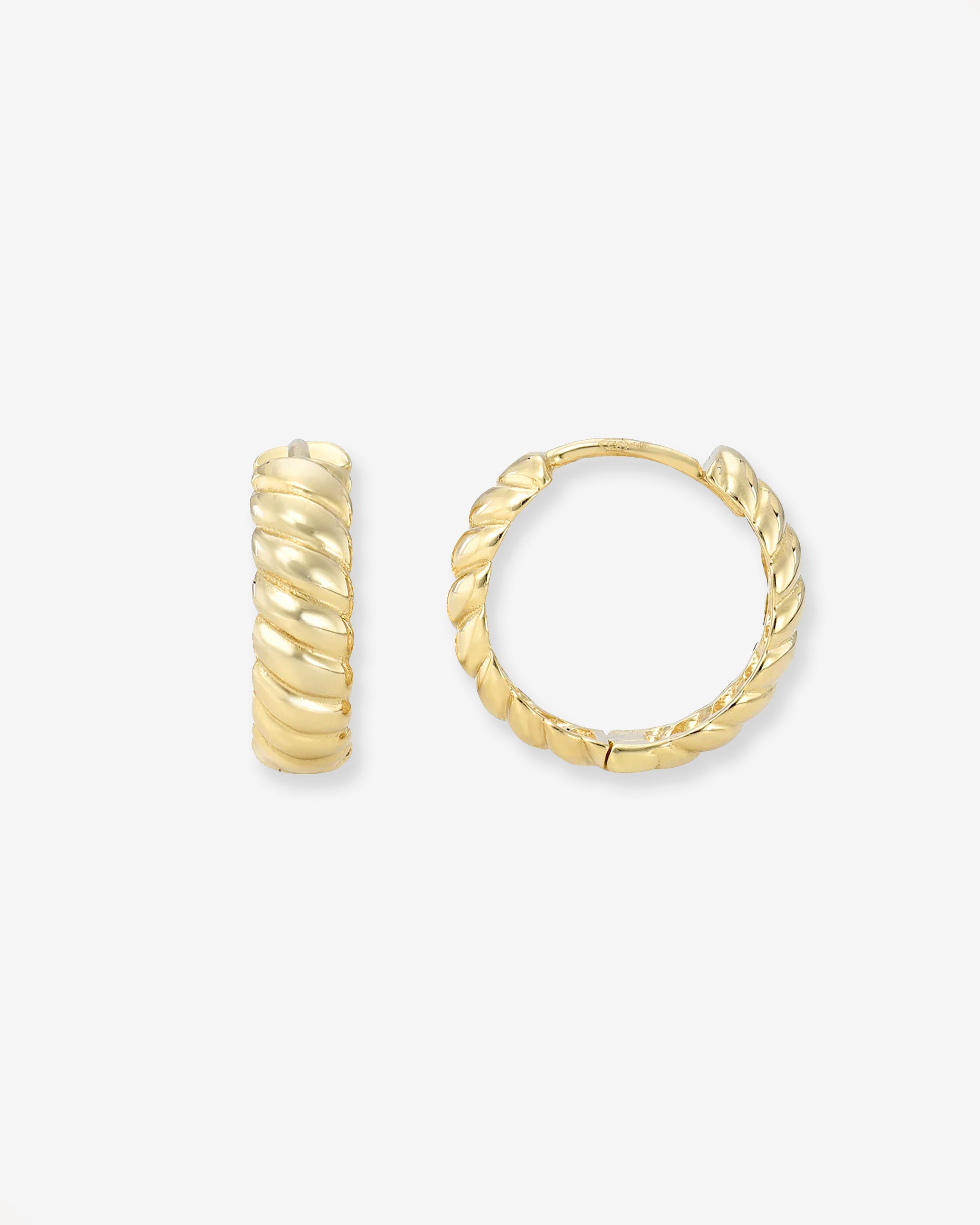 14k Gold Braided Huggie Earrings