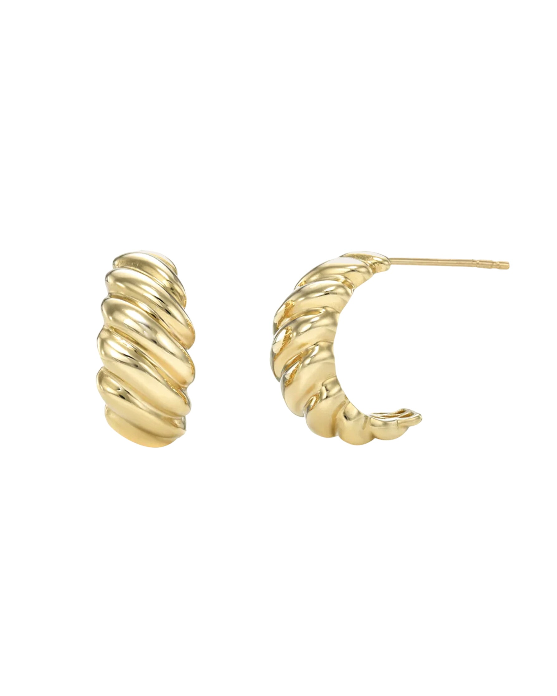 14k Gold Croissant Stud Earrings