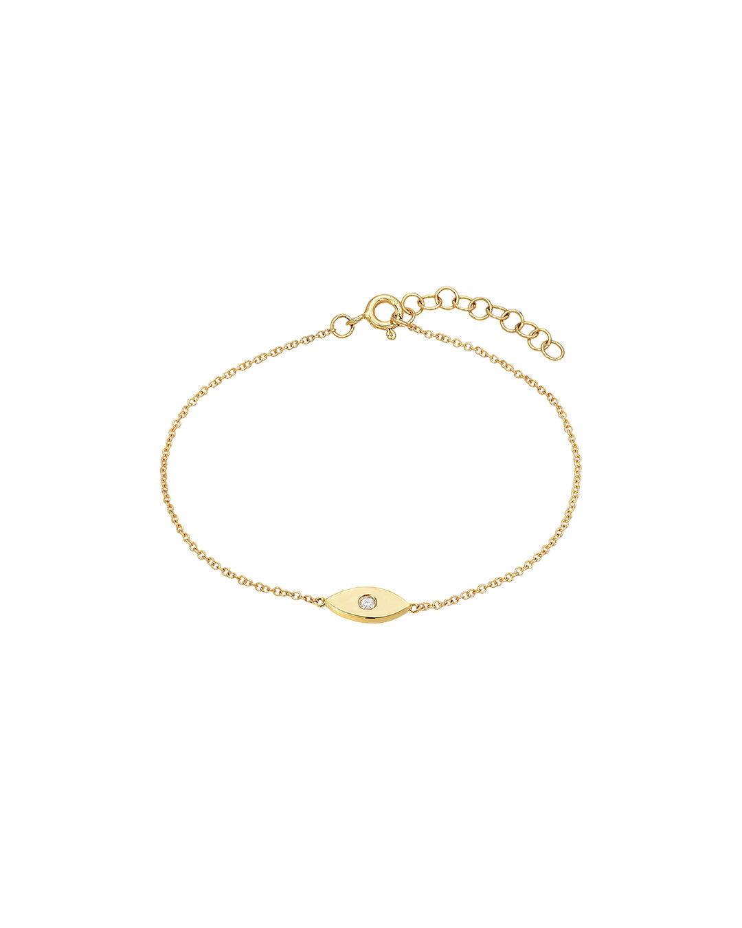 14k Gold Diamond Evil Eye Bracelet