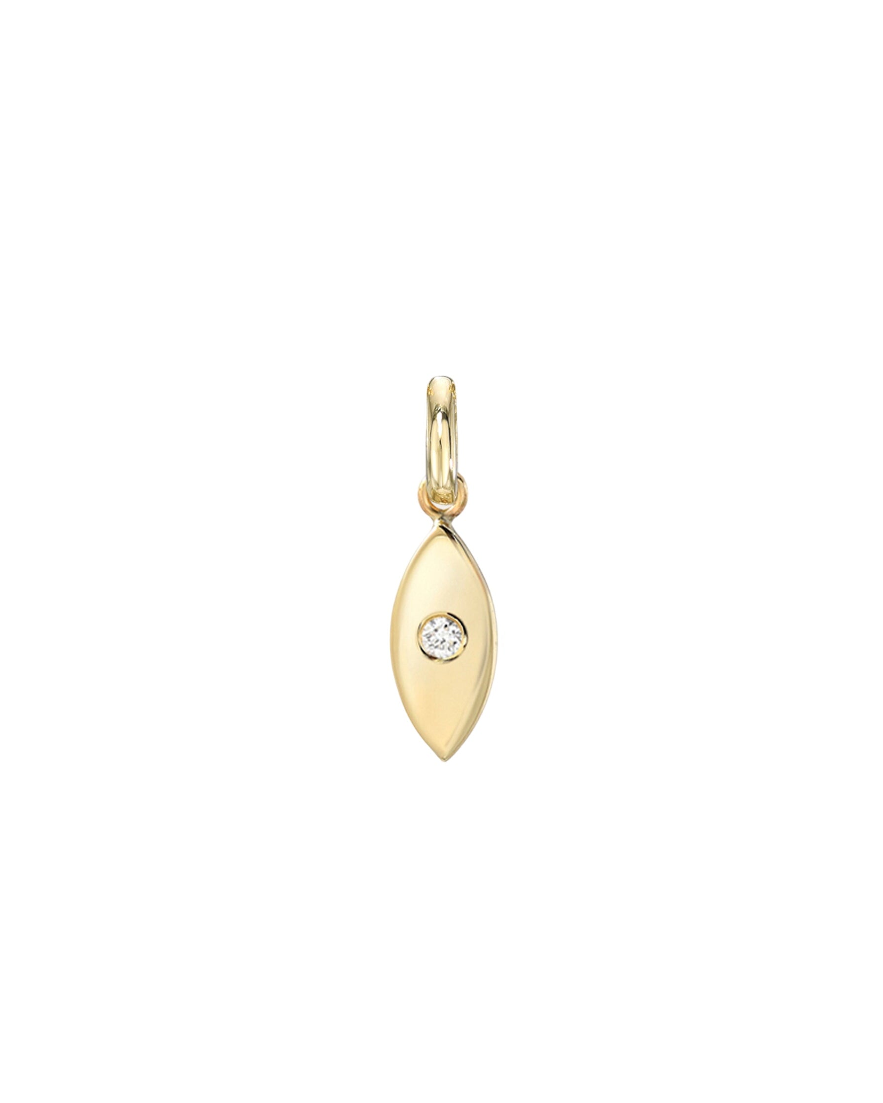 14k Gold Evil Eye With Tiny Diamond Pendant