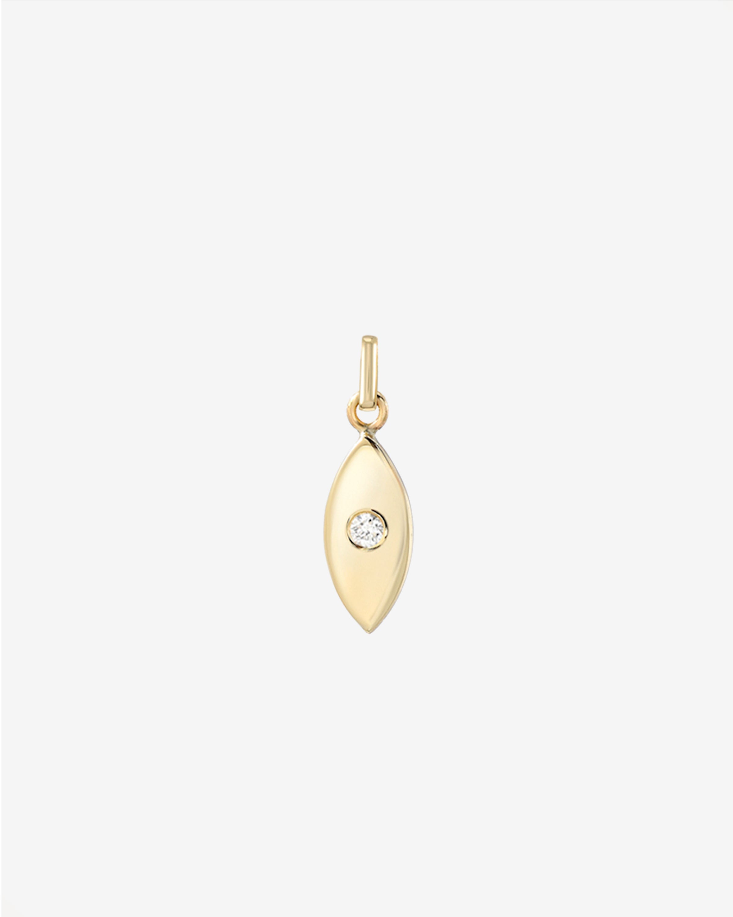 14k Gold Evil Eye With Tiny Diamond Pendant