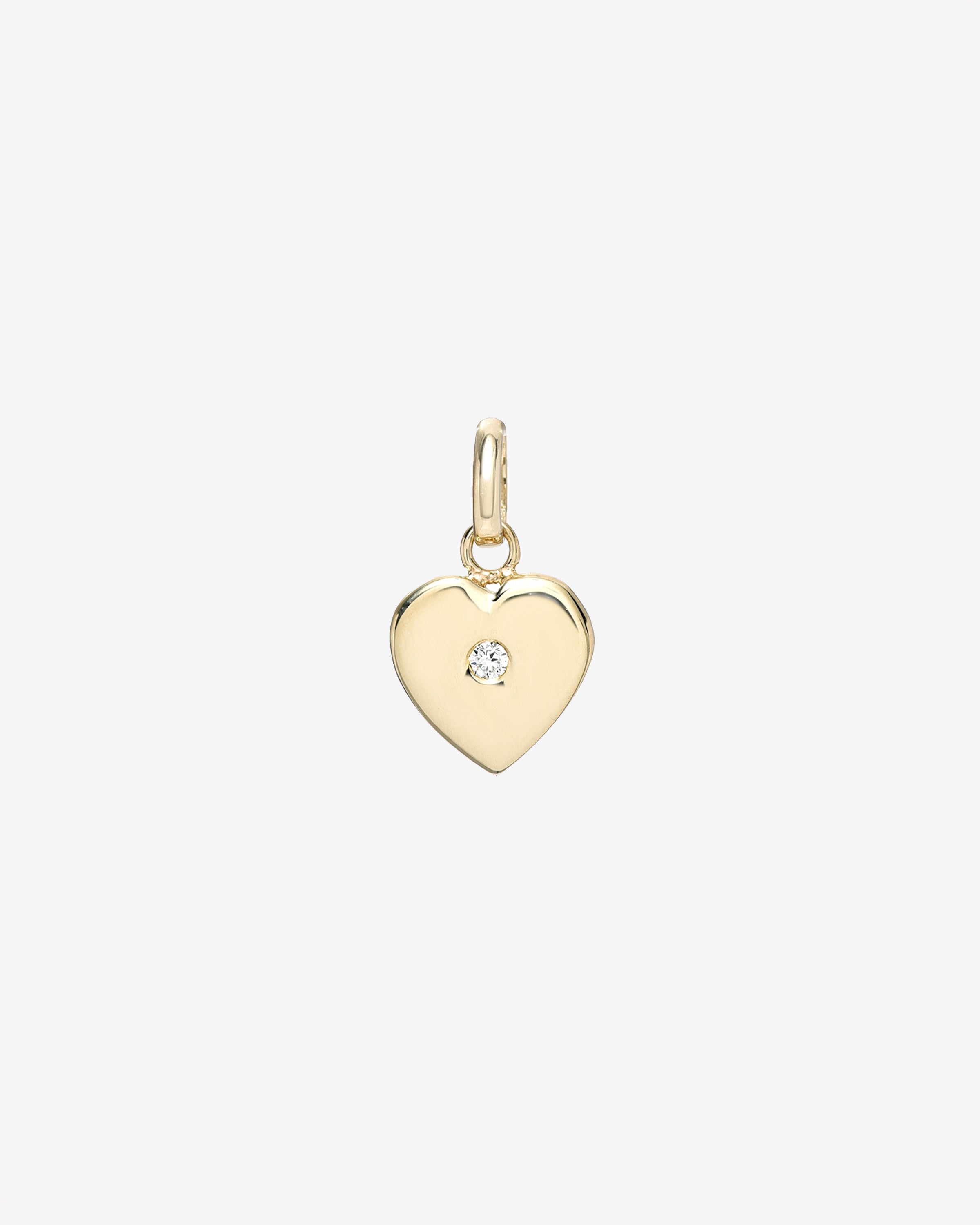 14k Gold Heart With Tiny Diamond Pendant