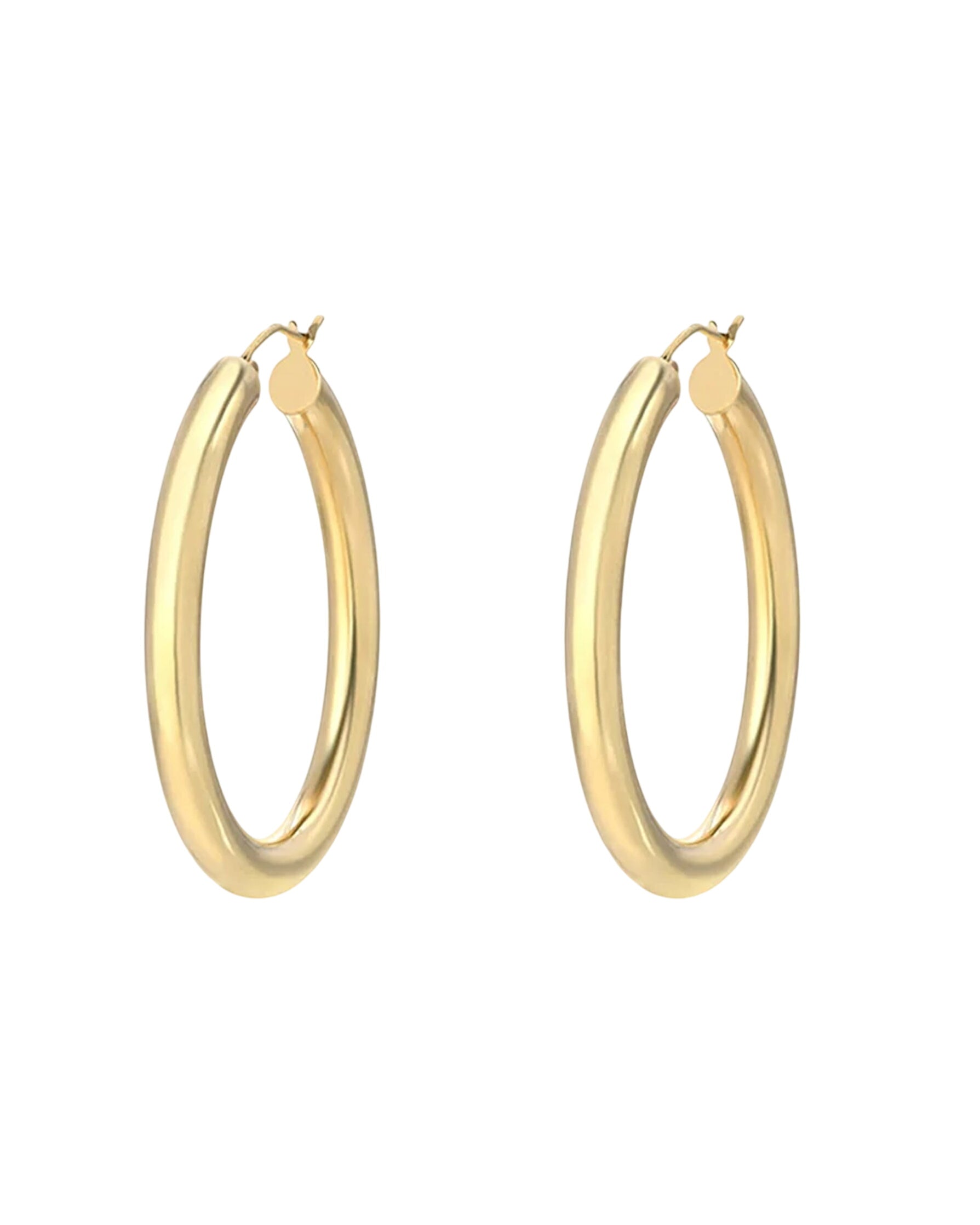 14k Gold Large Thick Hoop Earrings