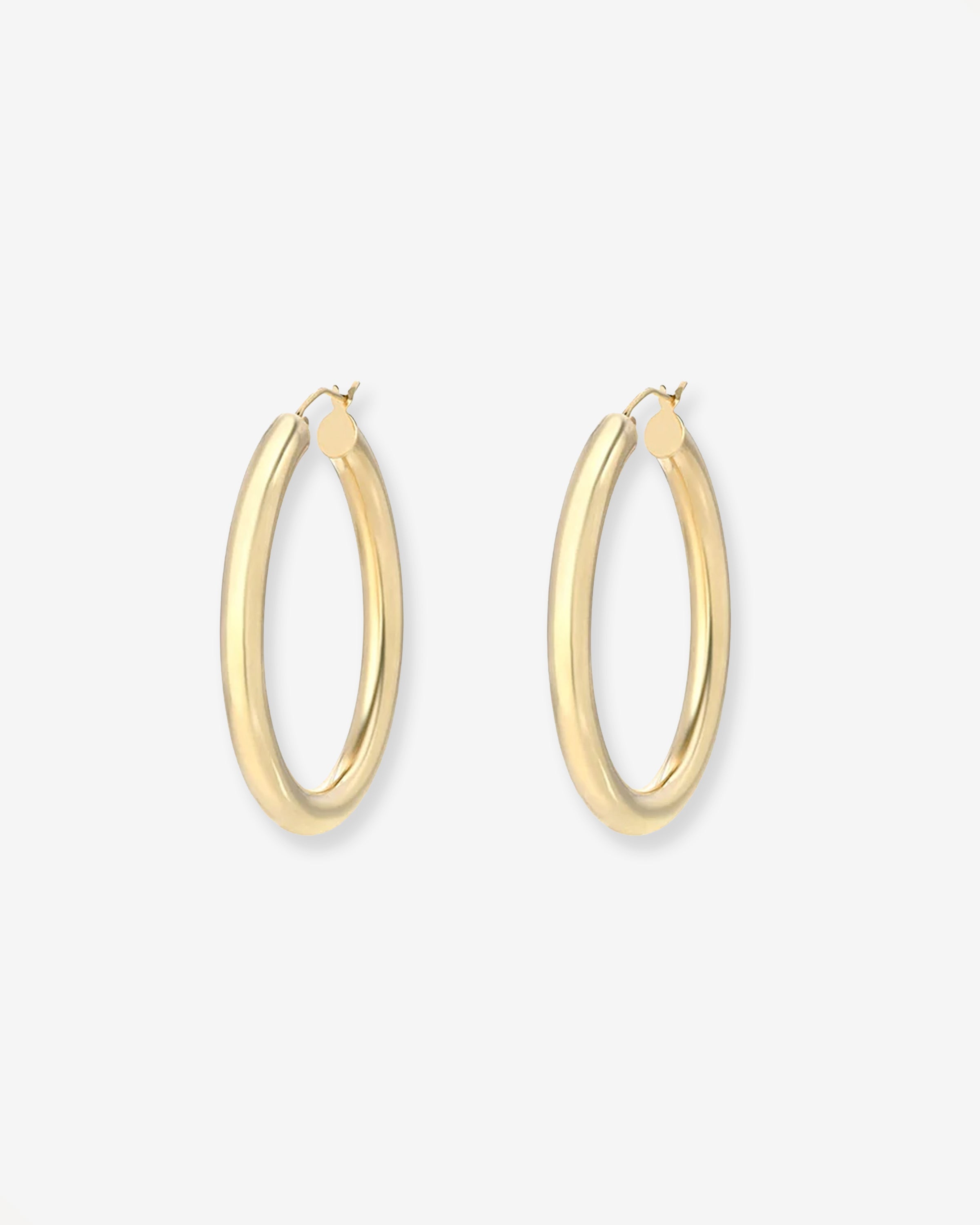 14k Gold Medium Thick Hoop Earrings