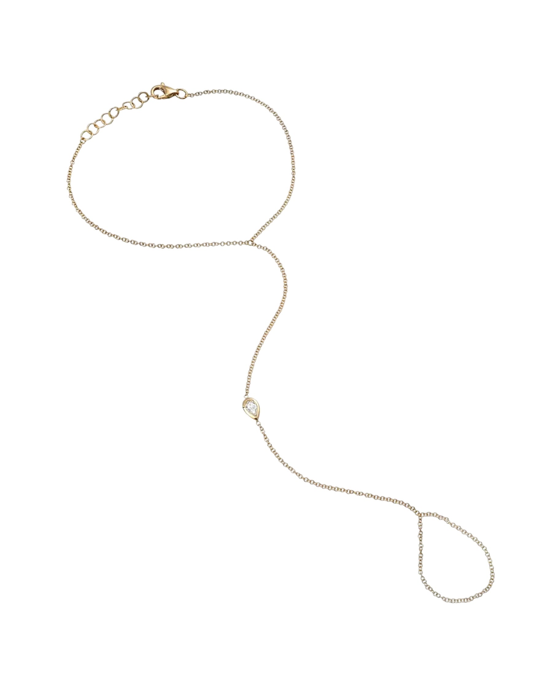 14k Gold Pear Shape Diamond Hand Chain
