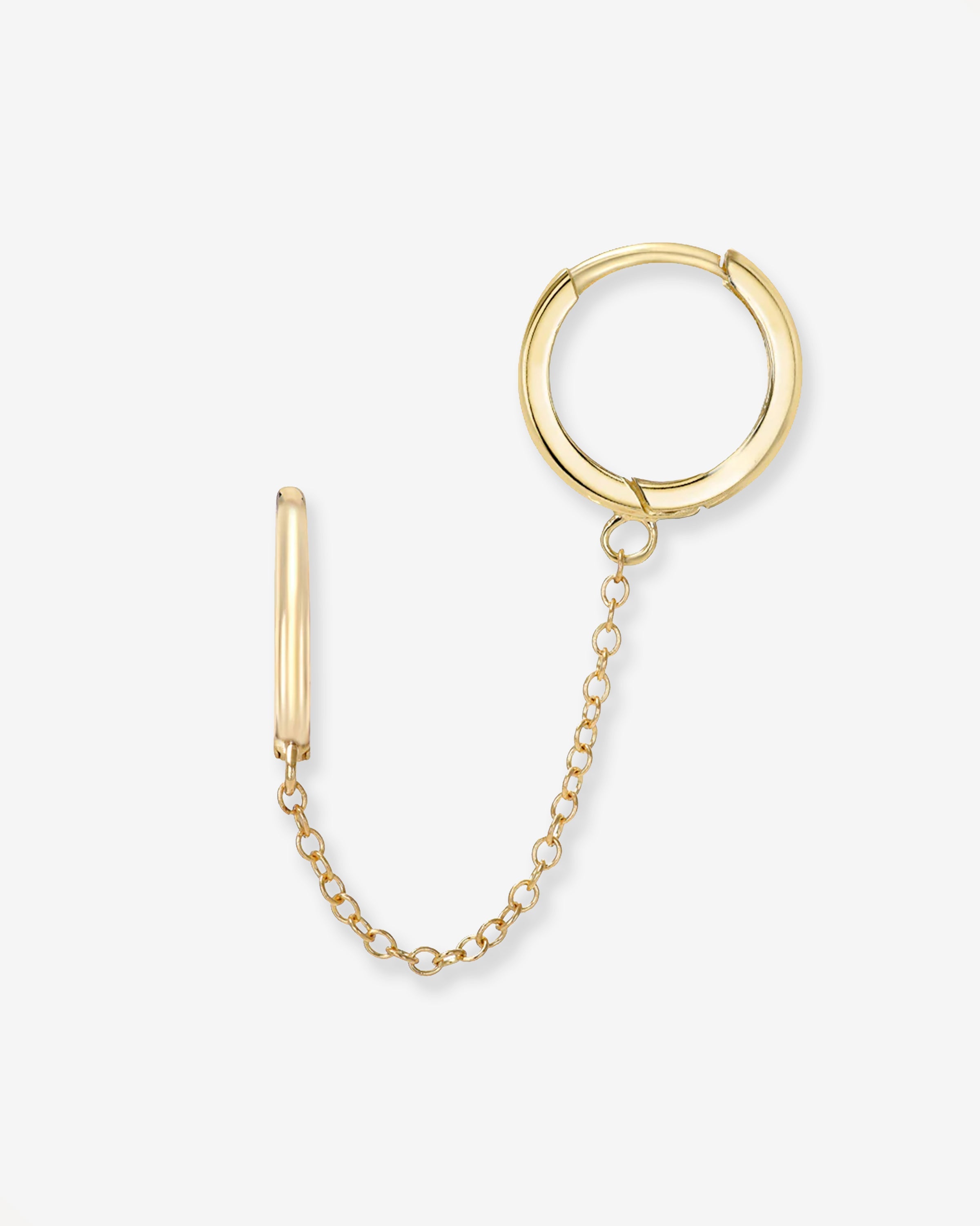 14k Gold Small Chain Huggie Earrings