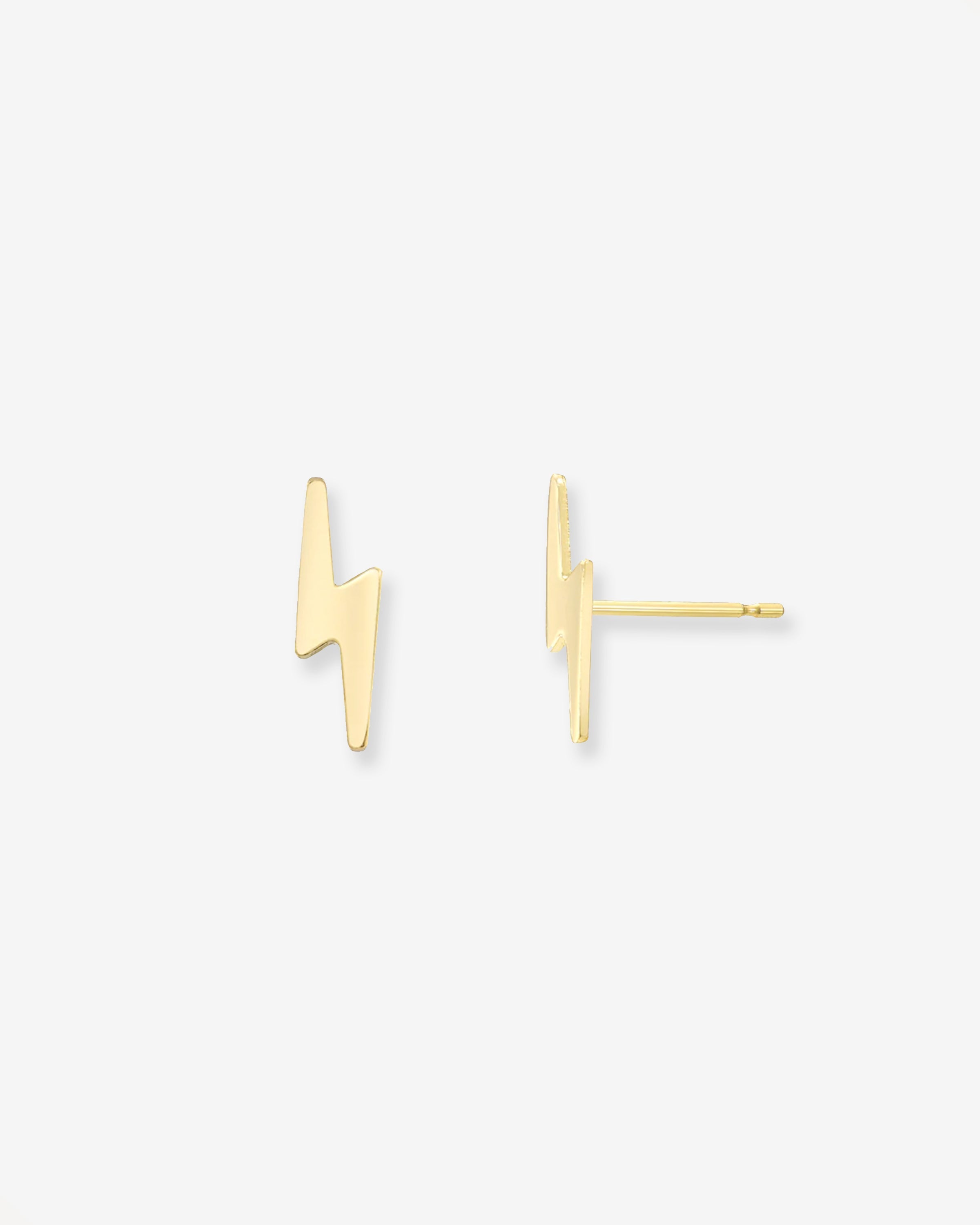 14k Gold Small Lightning Bolt Stud Earrings