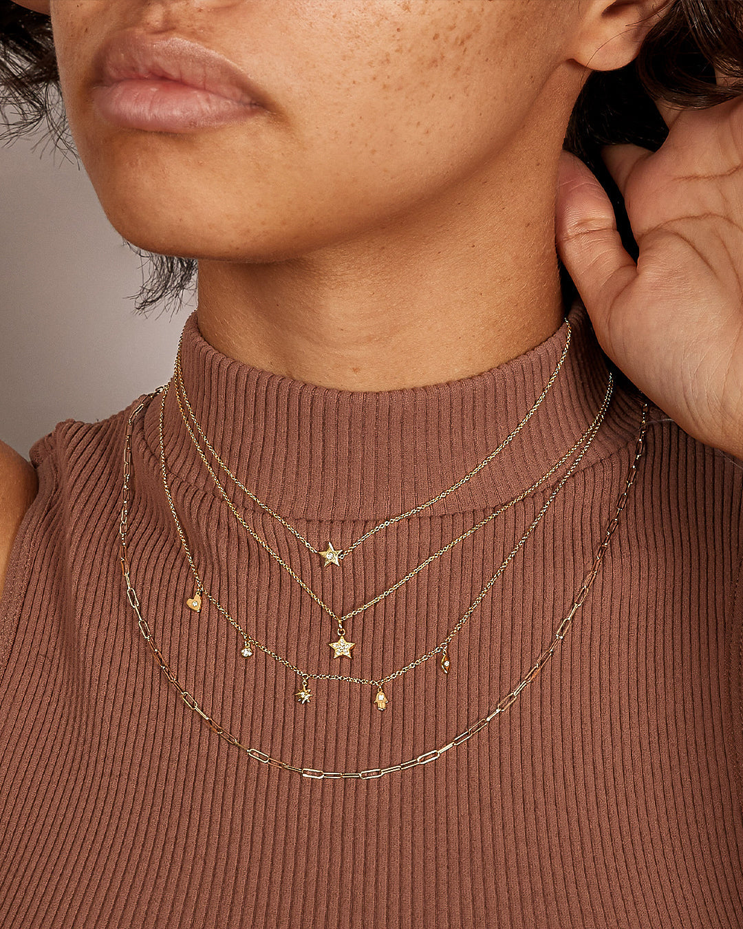 Kids 14k Gold Star With Tiny Diamond Necklace