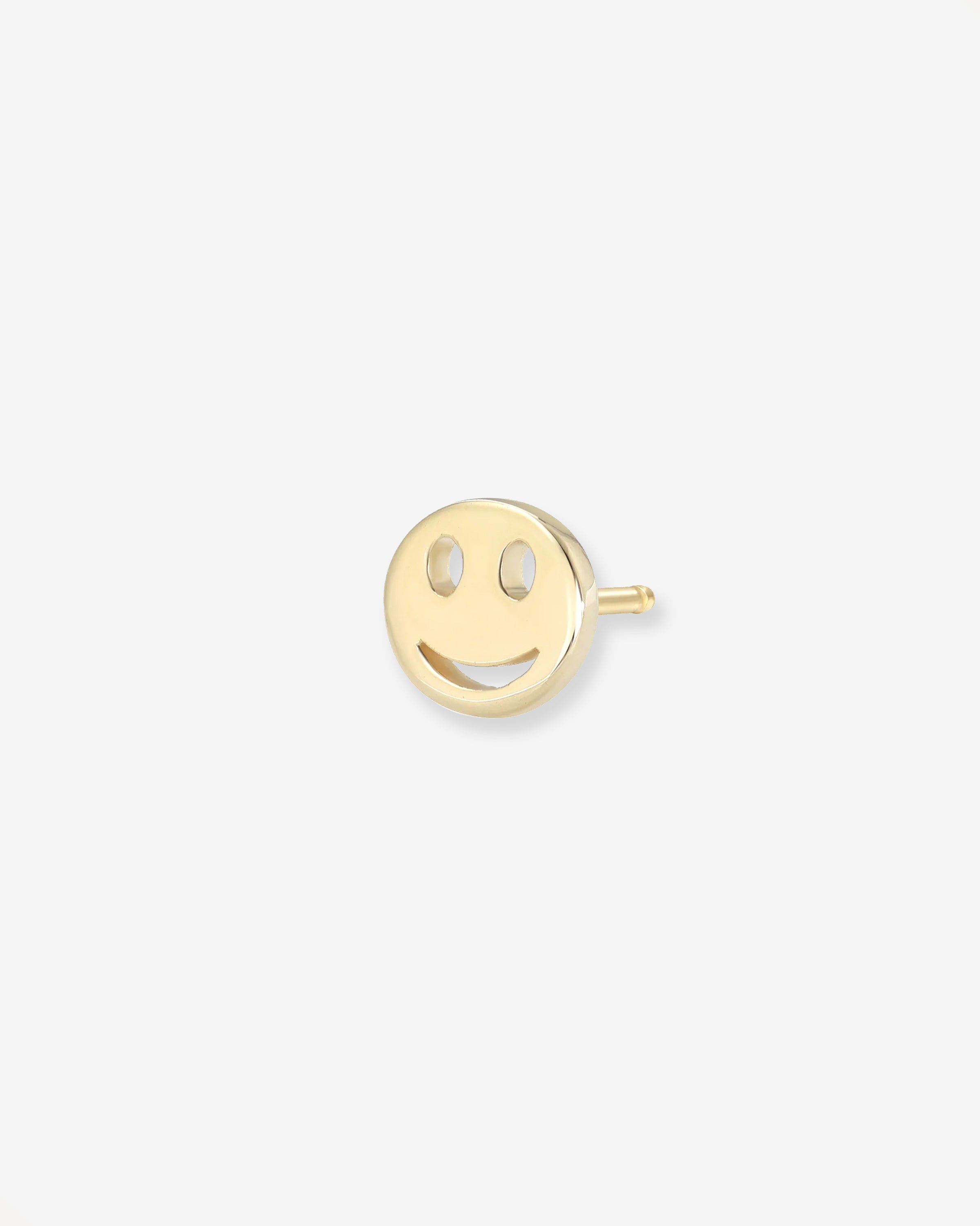 14k Gold Tiny Happy Emoji Stud Earring