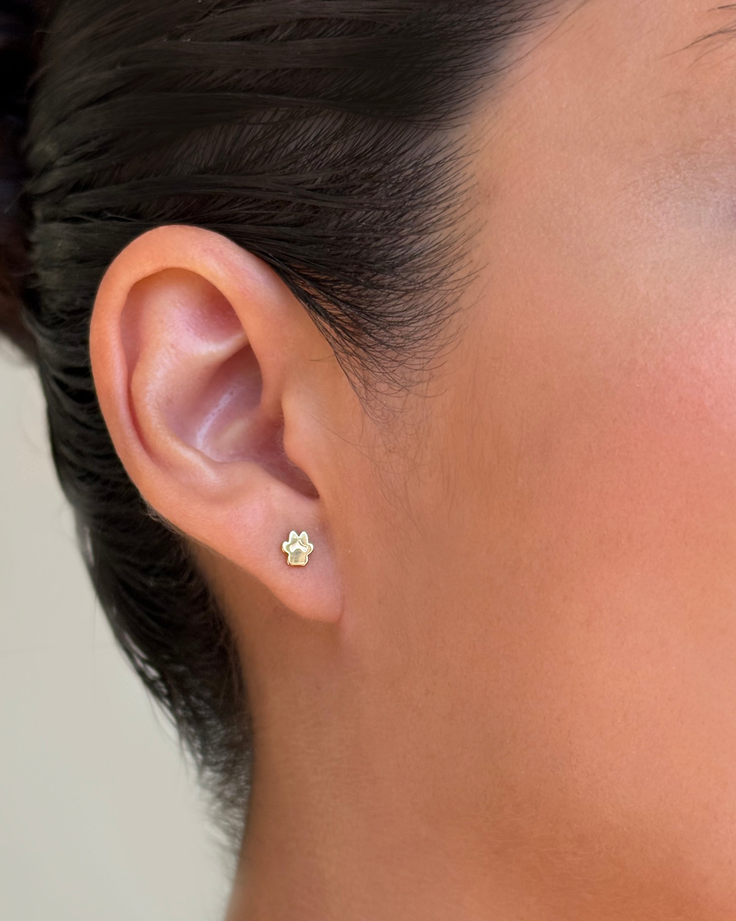 14k Gold Tiny Paw Stud Earring