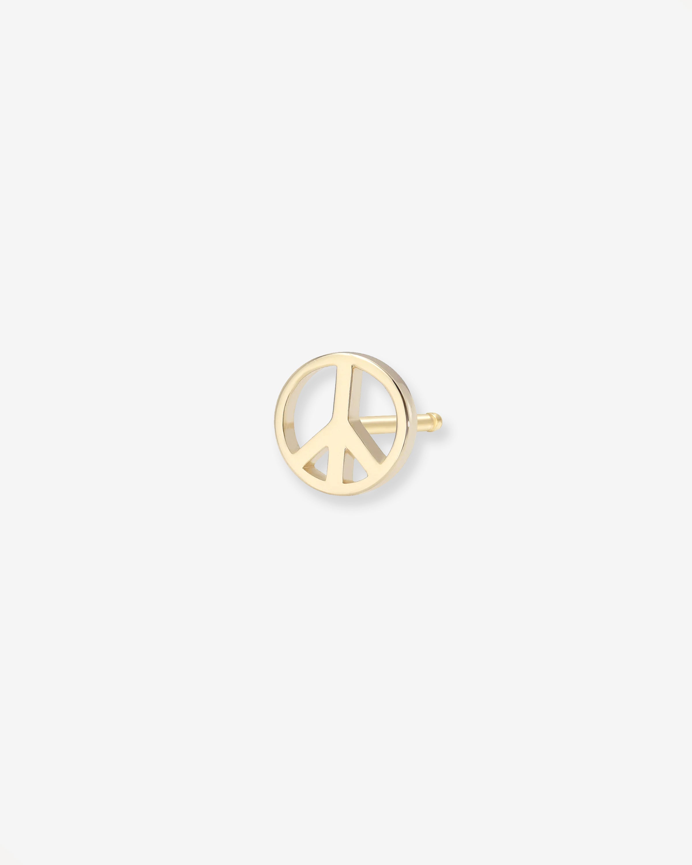 14k Gold Tiny Peace Sign Stud Earring