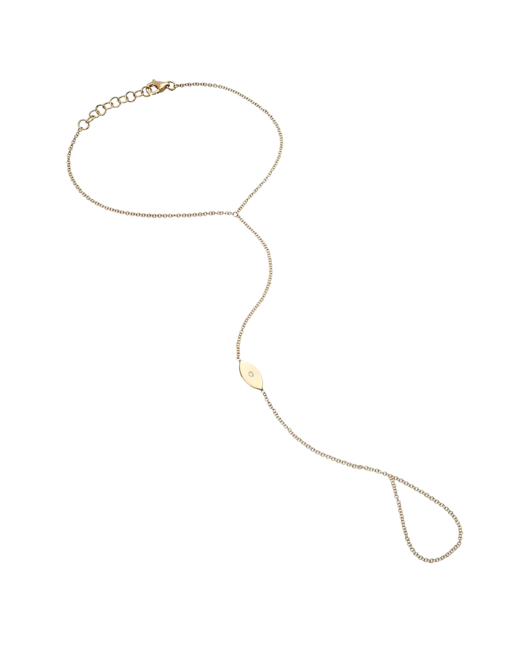 14k Gold Diamond Evil Eye Hand Chain