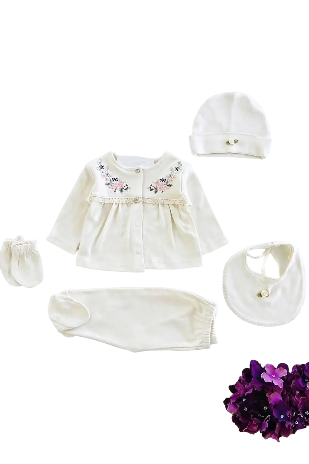 Sakura Newborn Girl Coming Home Outfit Gift Set (5 Pcs)