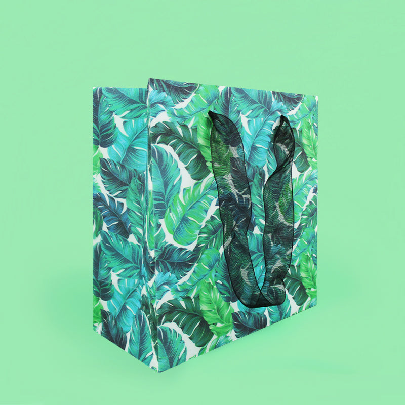 Tropical Plants Monstera Leaves Party Favor Treat Bags - Set Of 6 Or 12