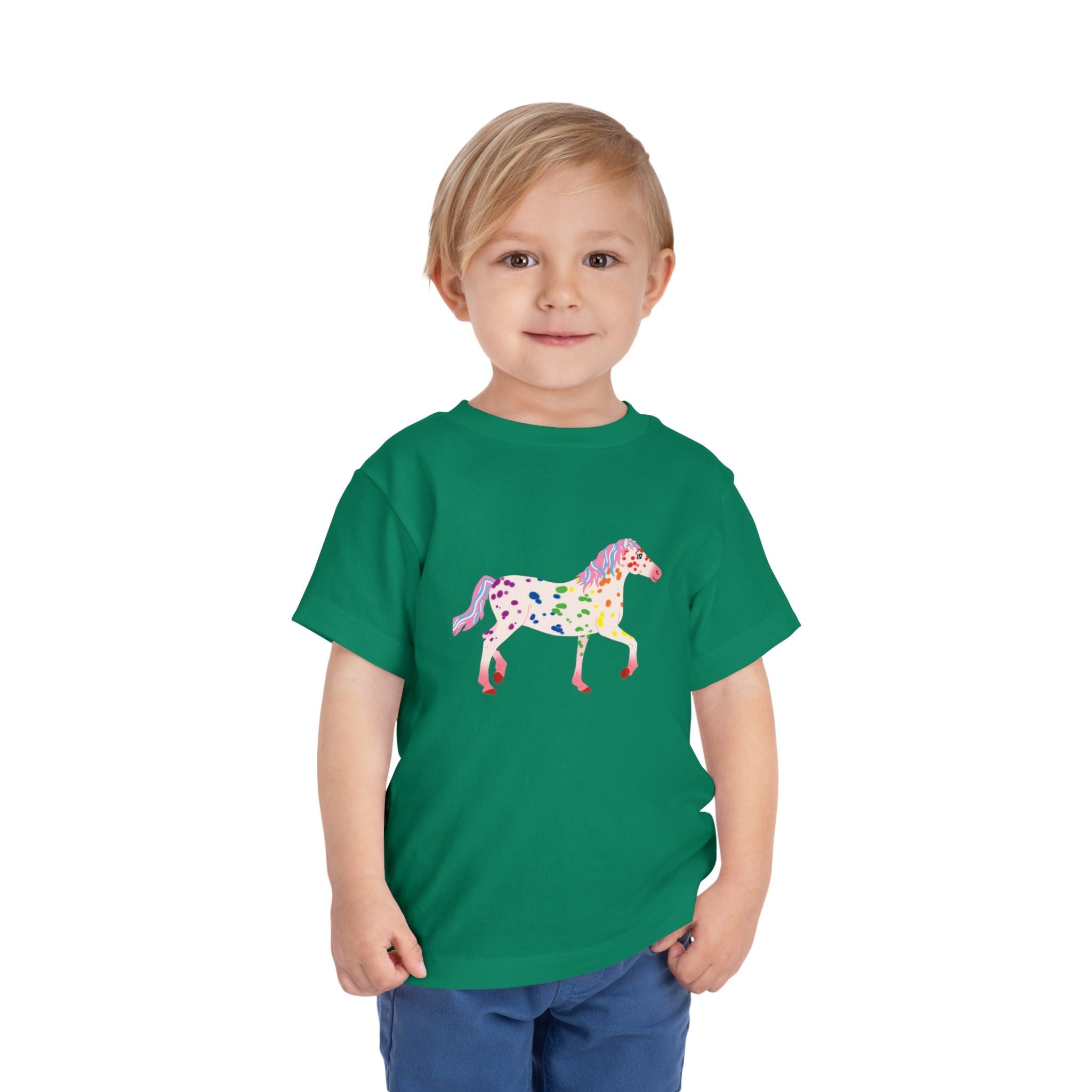 Rainbow On My Parade Horse Toddler Short Sleeve Tee Shirt