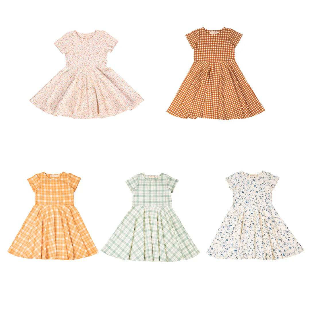 Sweetheart Twirl Dress | Organic Cotton Jersey - Buckwheat Plaid