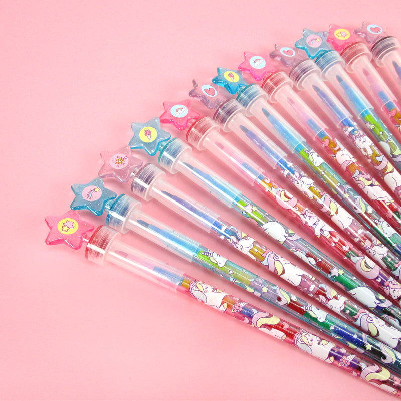 Unicorn Stackable Crayon With Stamper Topper