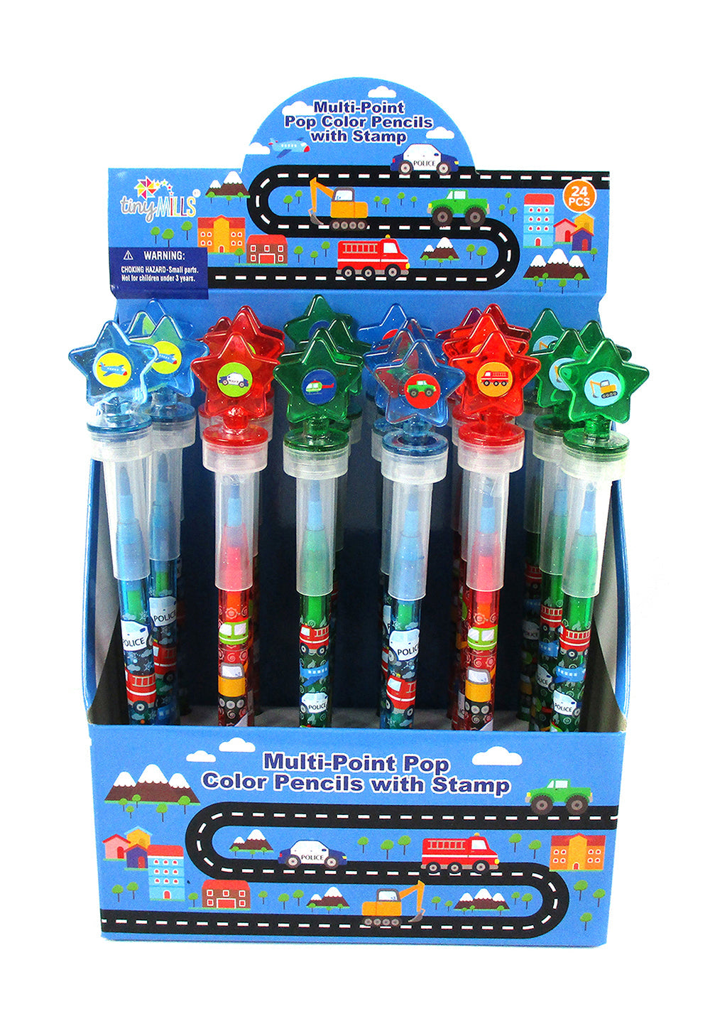 Vehicle Stackable Crayon With Stamper Topper