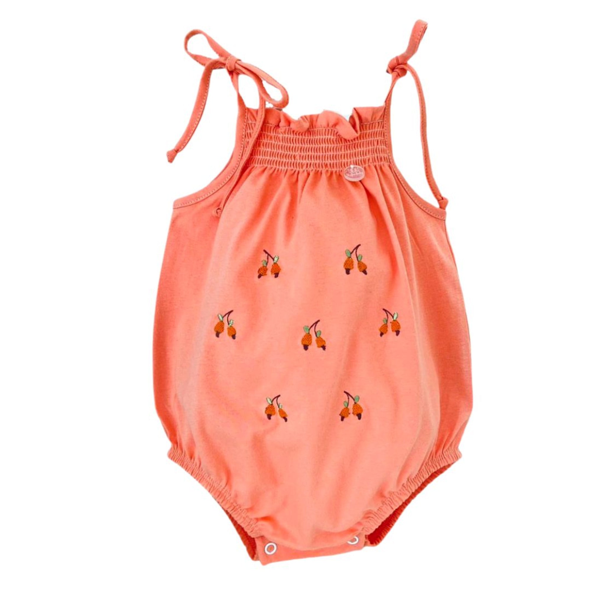 Smocked Bubble With Embroidered Cashew Fruit