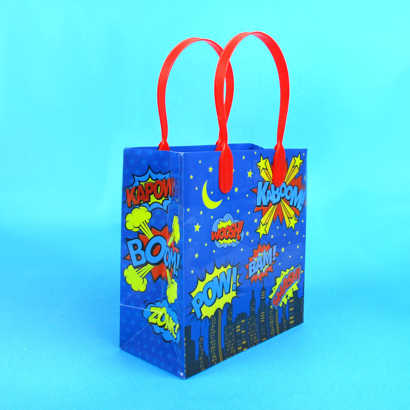 Superhero Text Party Favor Bags - Set Of 6 Or 12