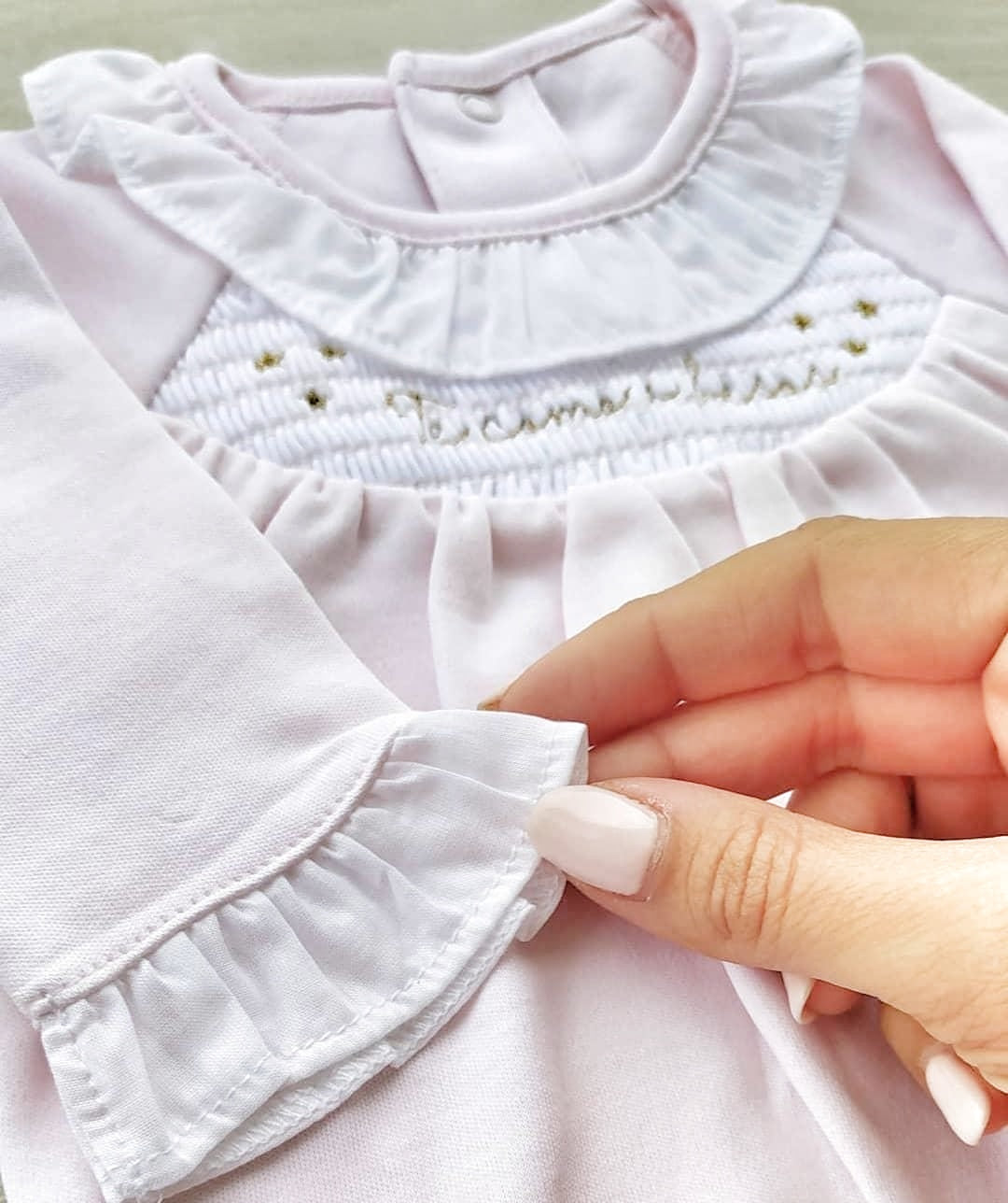 Smock "tecomoabesos" Pima Footie, Pink