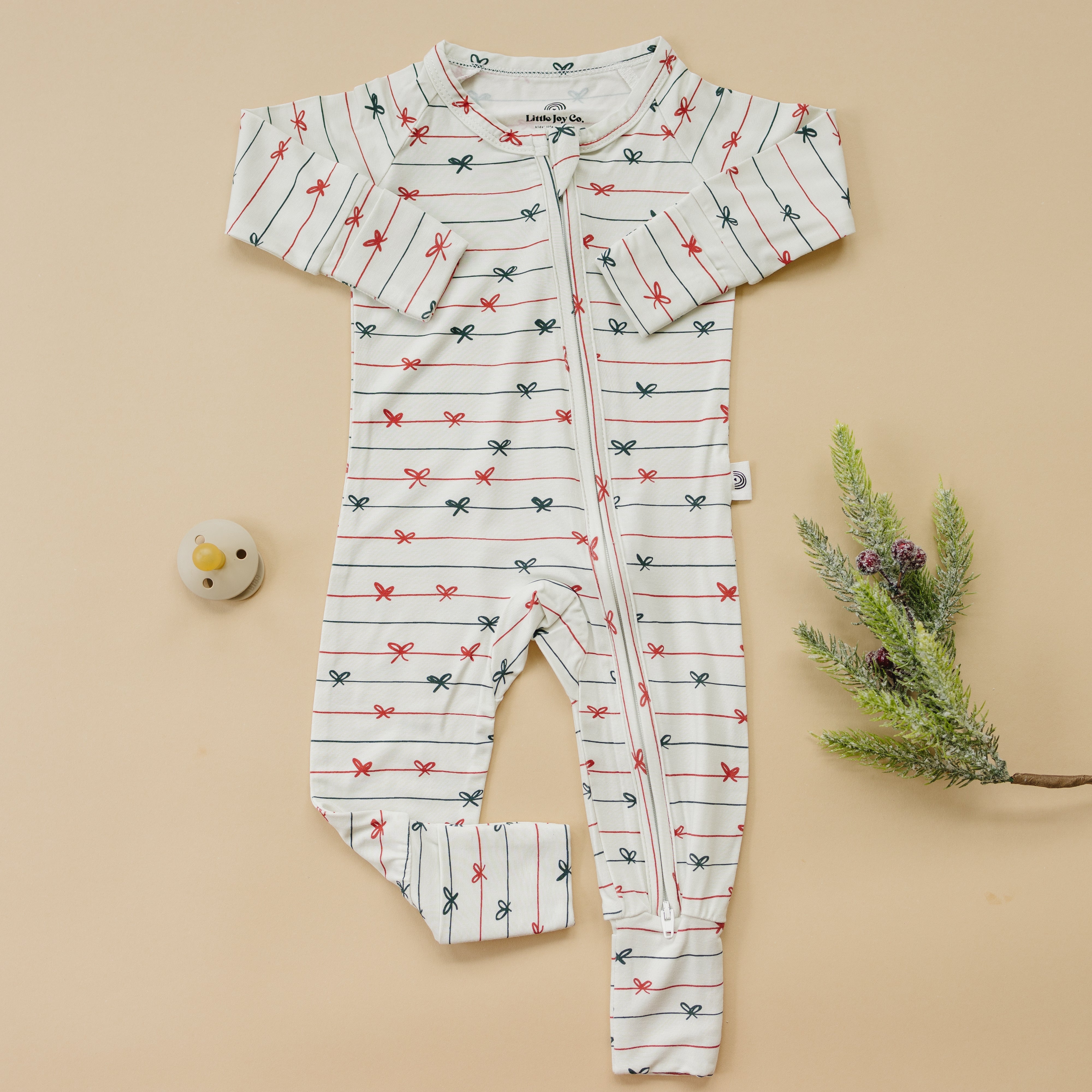 Tied With A Bow Christmas Bamboo Zippy Pajamas