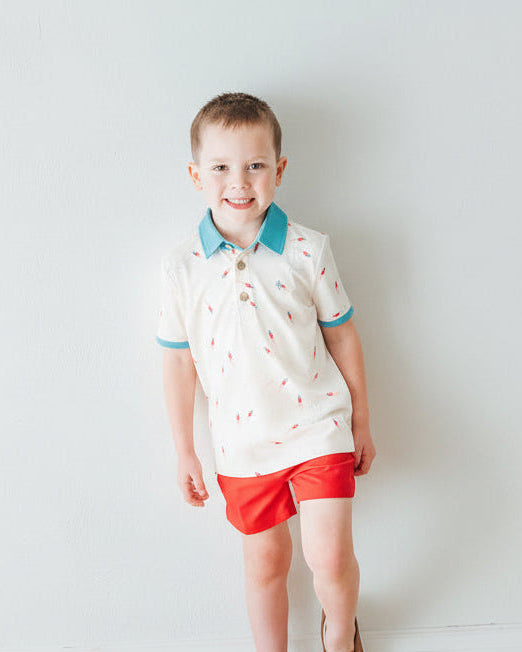 *preorder* Athletic Polo - Red, White, Boom