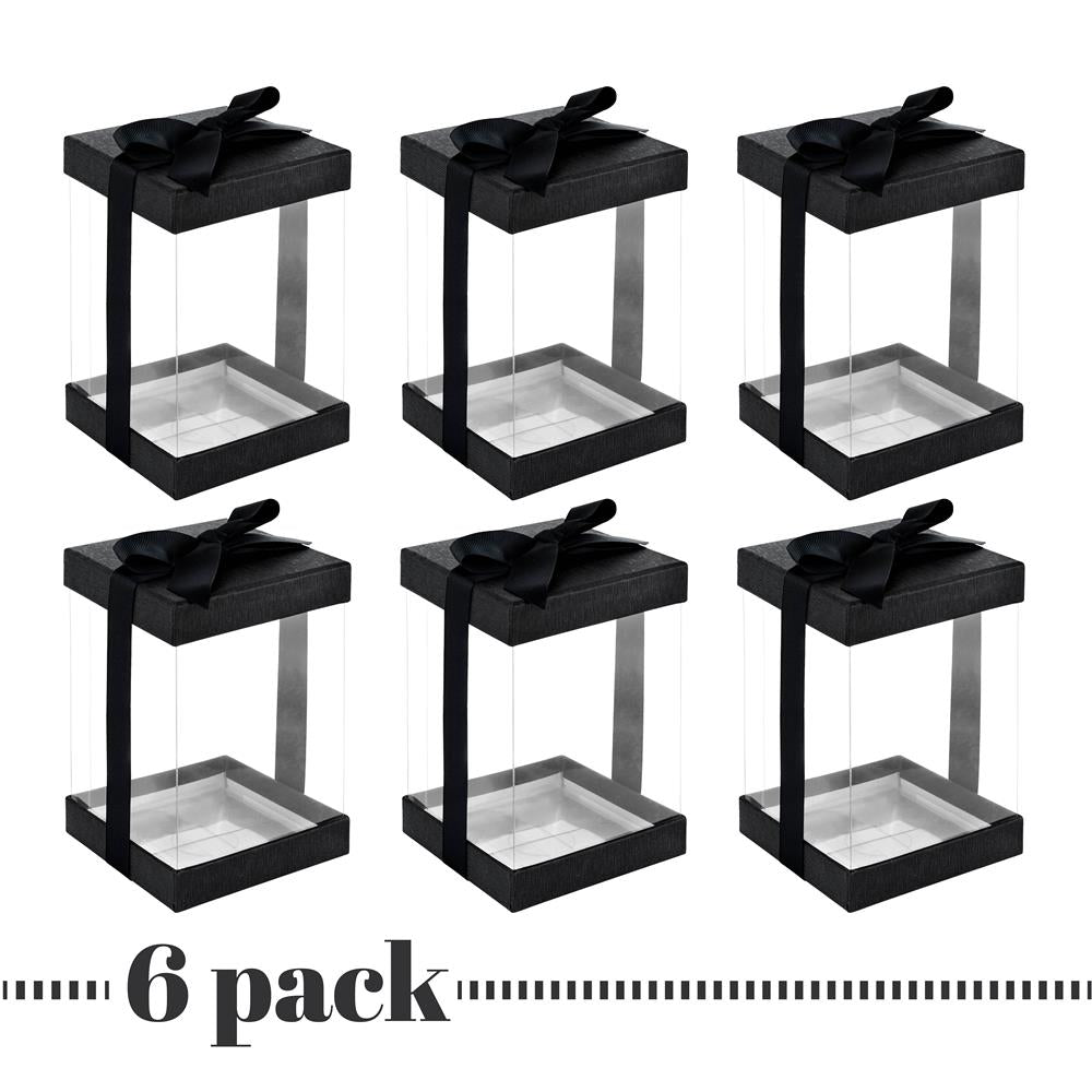 Plastic Gift Boxes 6 Pack Black 8x4x4"